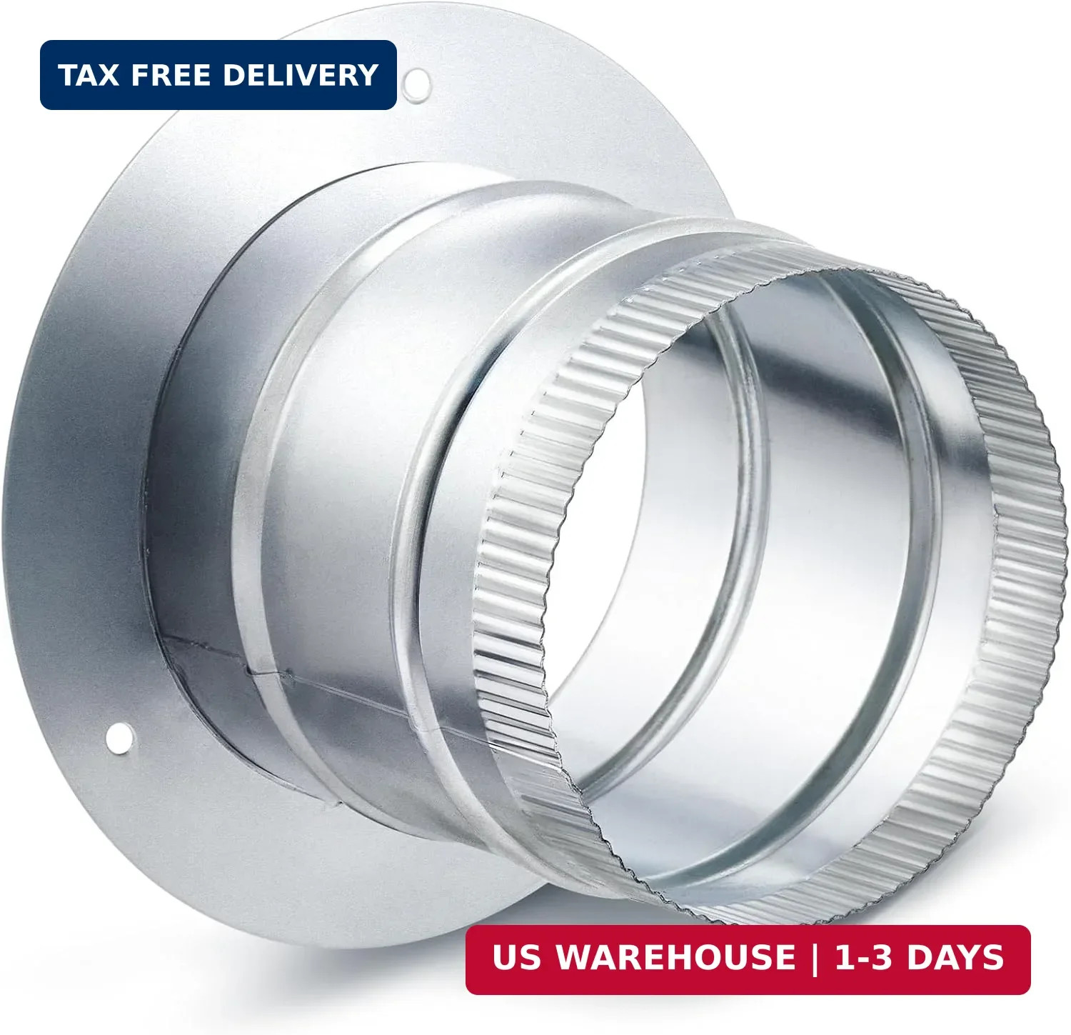 Hicarer 6 Inch Duct Connector Flange Galvanized Steel Duct Collar with Deep Inse