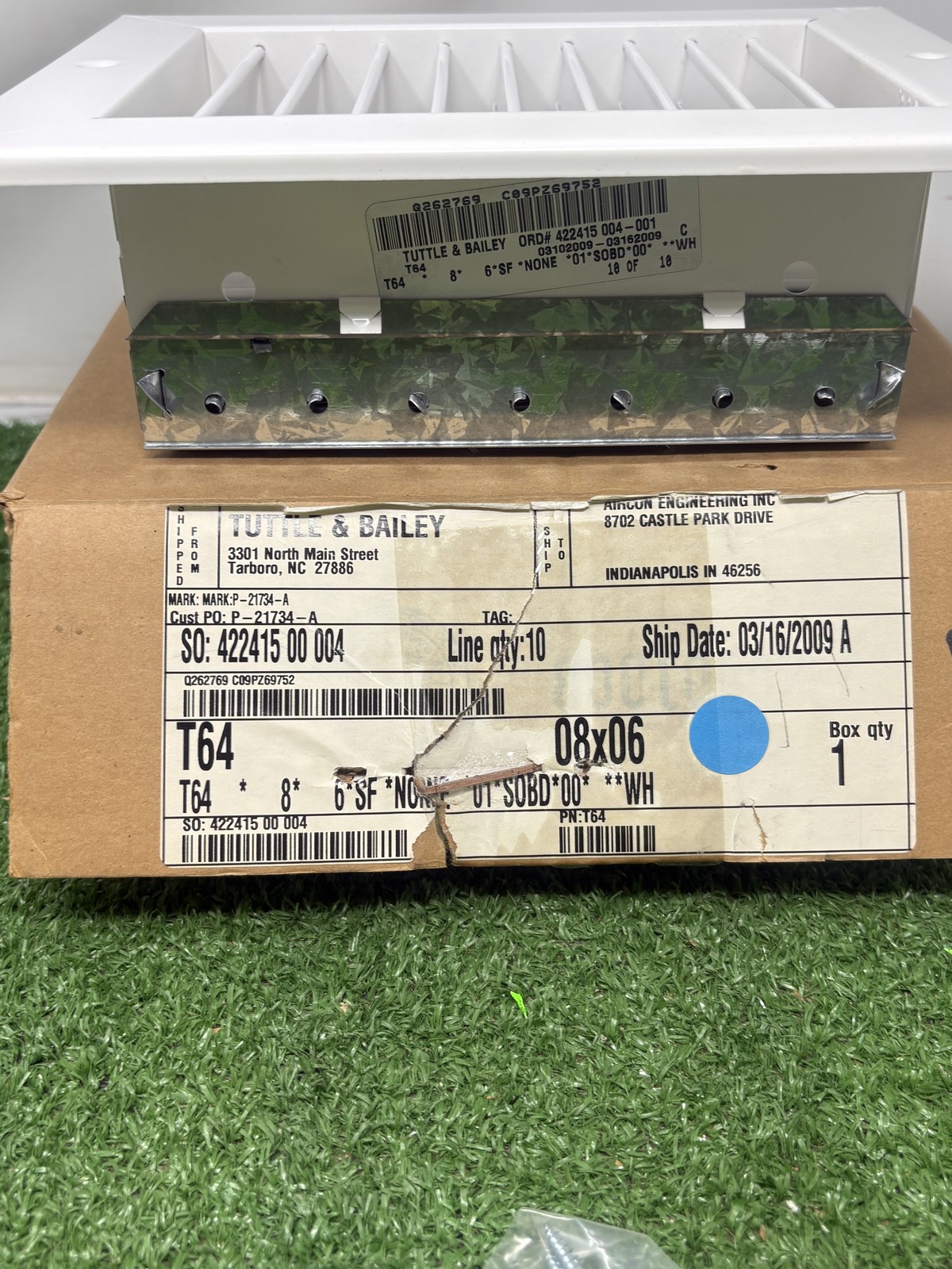 Tuttle & Bailey T64 8×6 White Steel HVAC Ceiling Wall Register Damper Vent