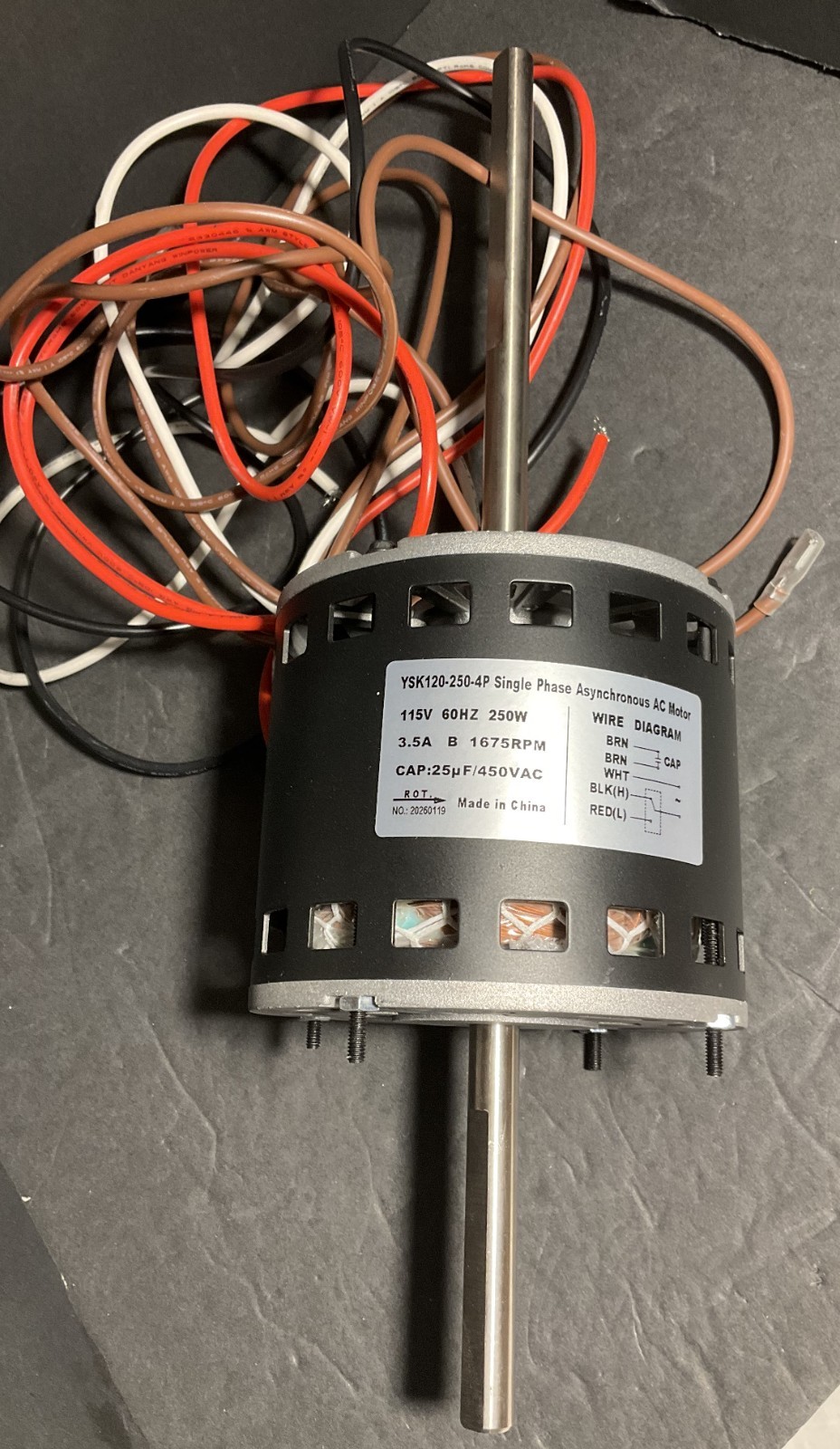 York YSK120-250-4P 115V 250W Single Phase Asynchronous AC Motor – New open box