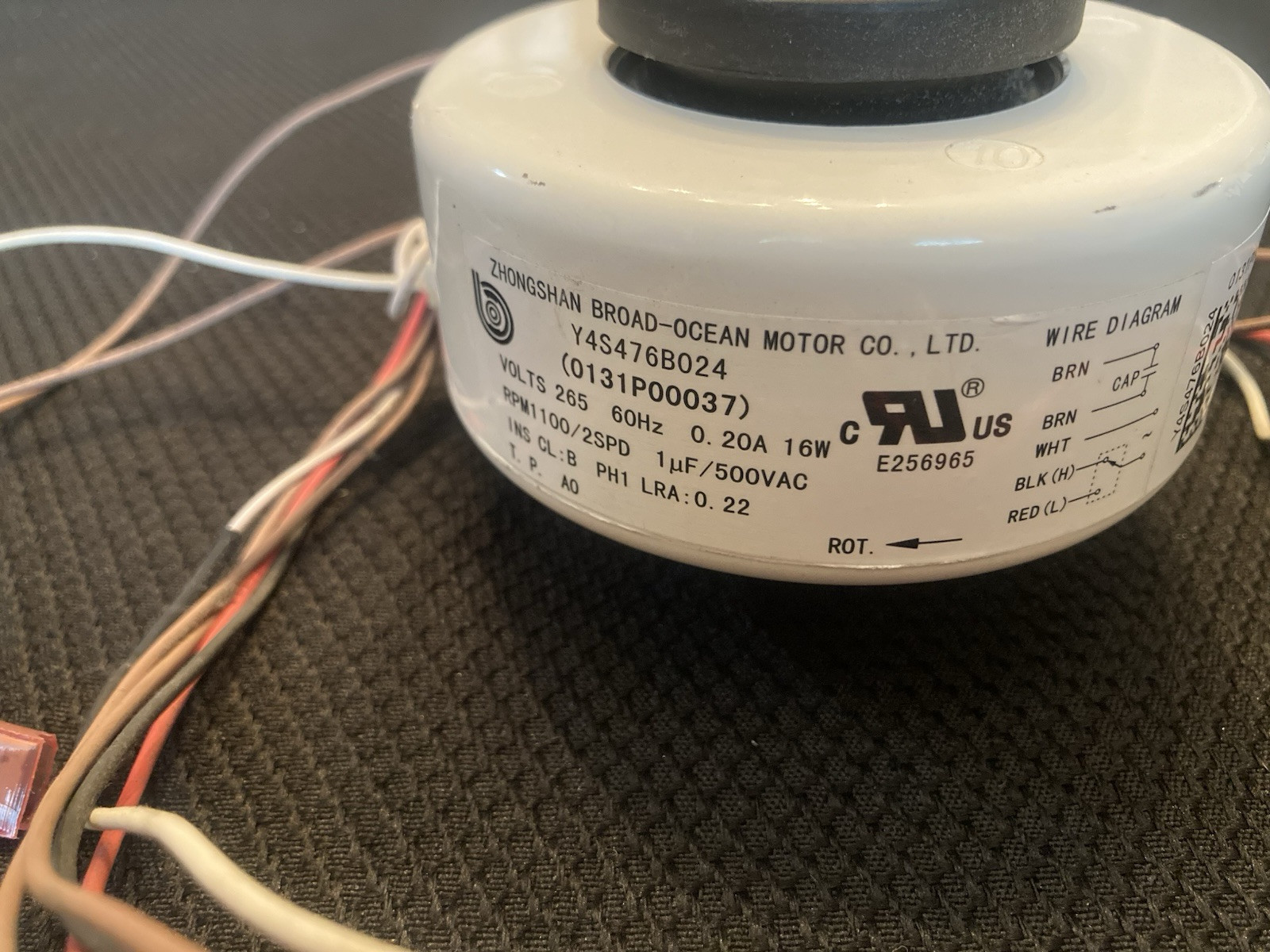 Amana PTAC Evaporator Fan Motor 265 Volt For 12,000 BTU Units