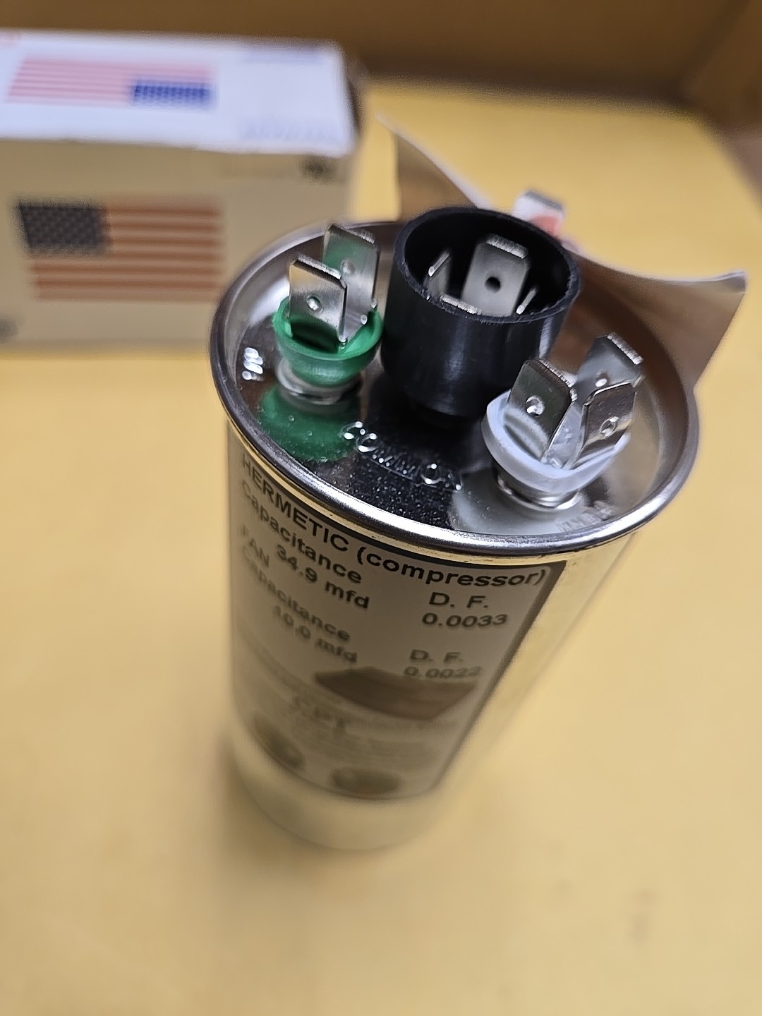 AmRad USA2227B Round Run Capacitor 35+10 uF MFD 370 / 440 Volt Made in USA