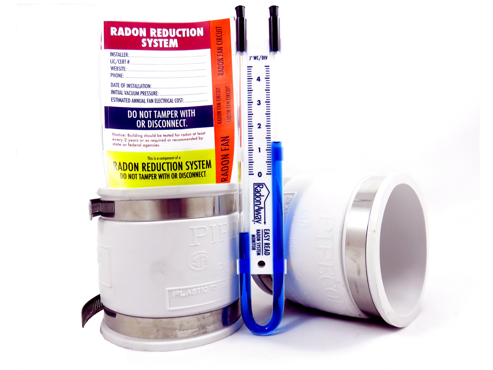 3 x 3 White Installation Kit for Radon Fan to 3″ PVC