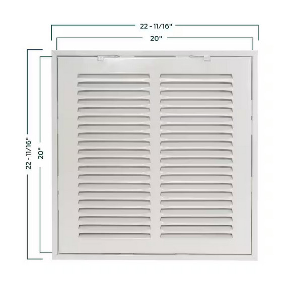 20 x 20 in. Steel Return Filter Grille – Wall or Ceiling Air Vent Cover