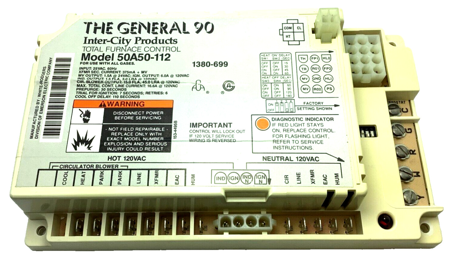 NEW – 50A50-112 Gas furnace circuit control board White-rodgers 1380-699