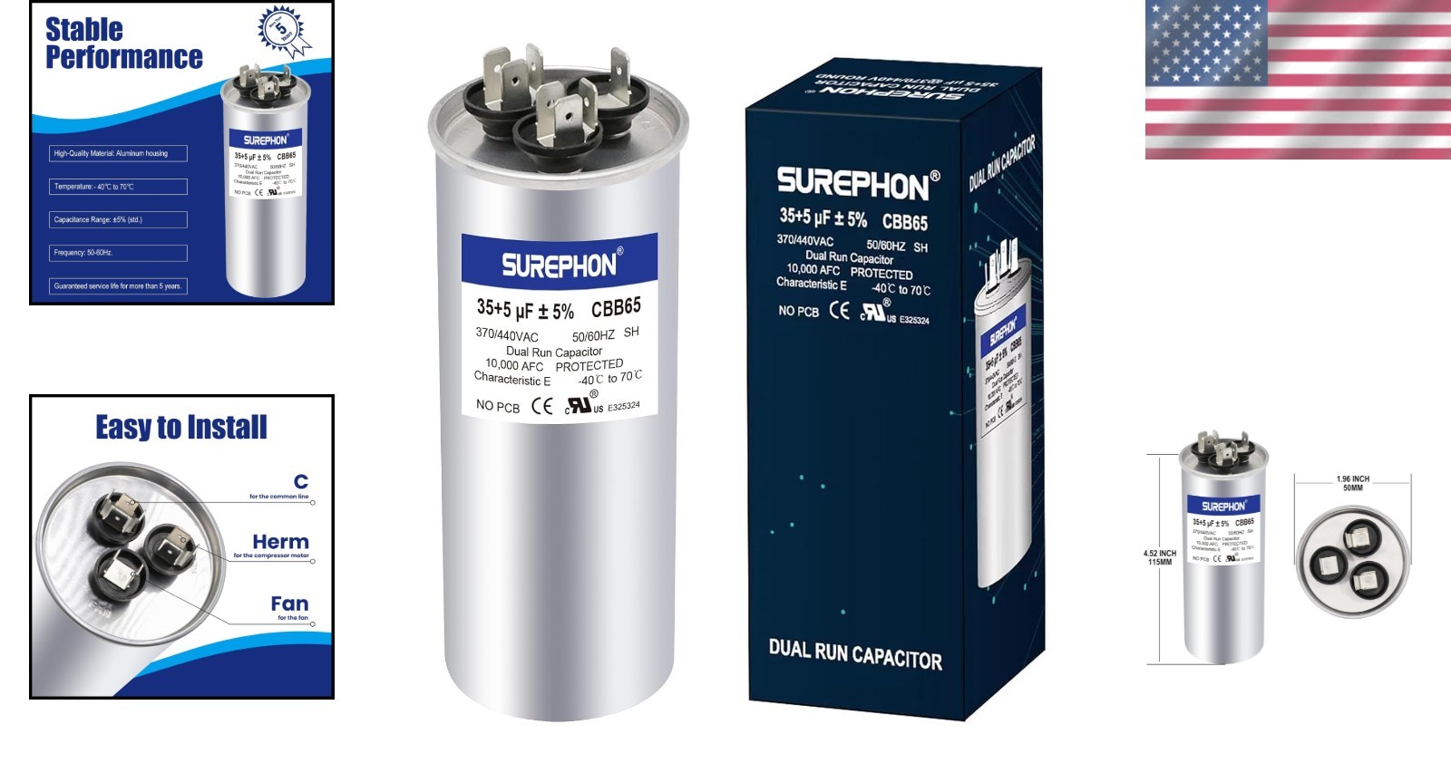 35+5uF Dual Run Capacitor for HVAC Systems