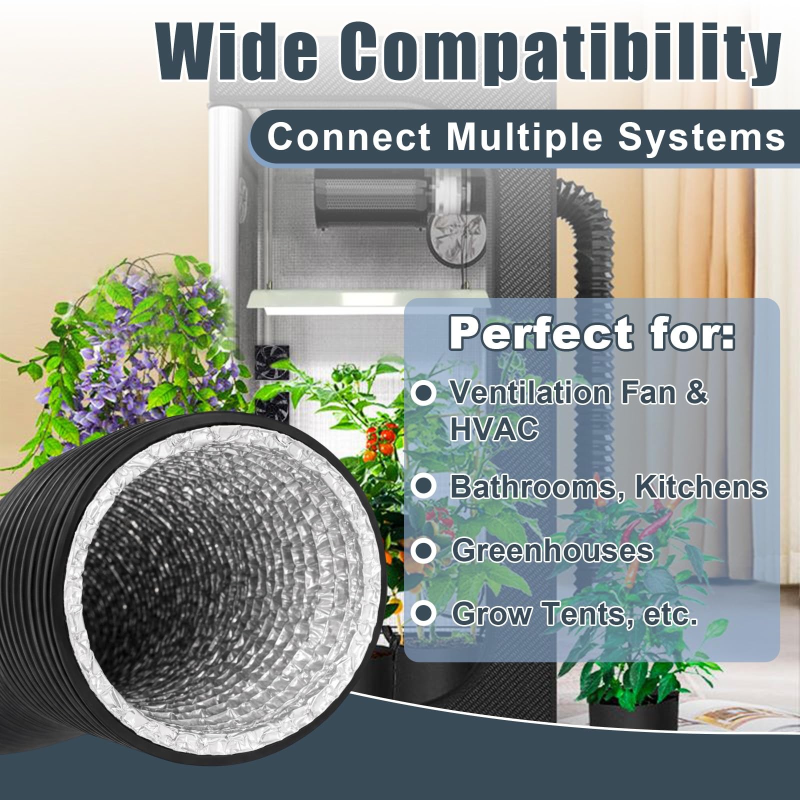 4 Inch Dryer Vent Hose, 9 FT Flexible 9ft Hose-Black, Black