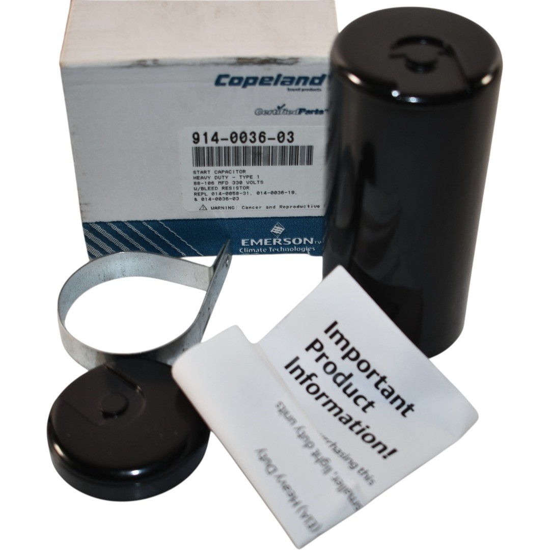 NEW Copeland 914-0036-03 Motor Start Capacitor 88-106 MFD 330V Round HVAC