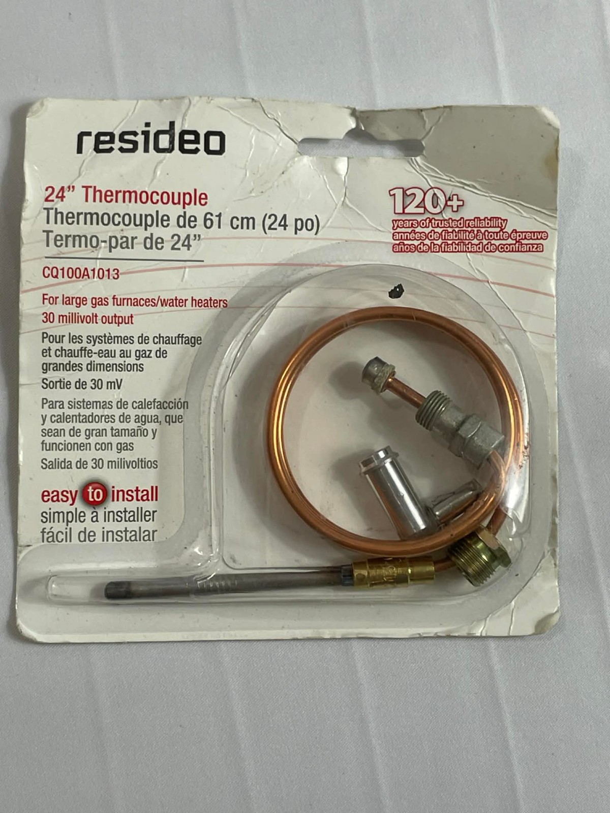 Resideo 24″ Thermocouple CQ100A1013 for Gas Furnaces Water Heaters – 30 Millivol