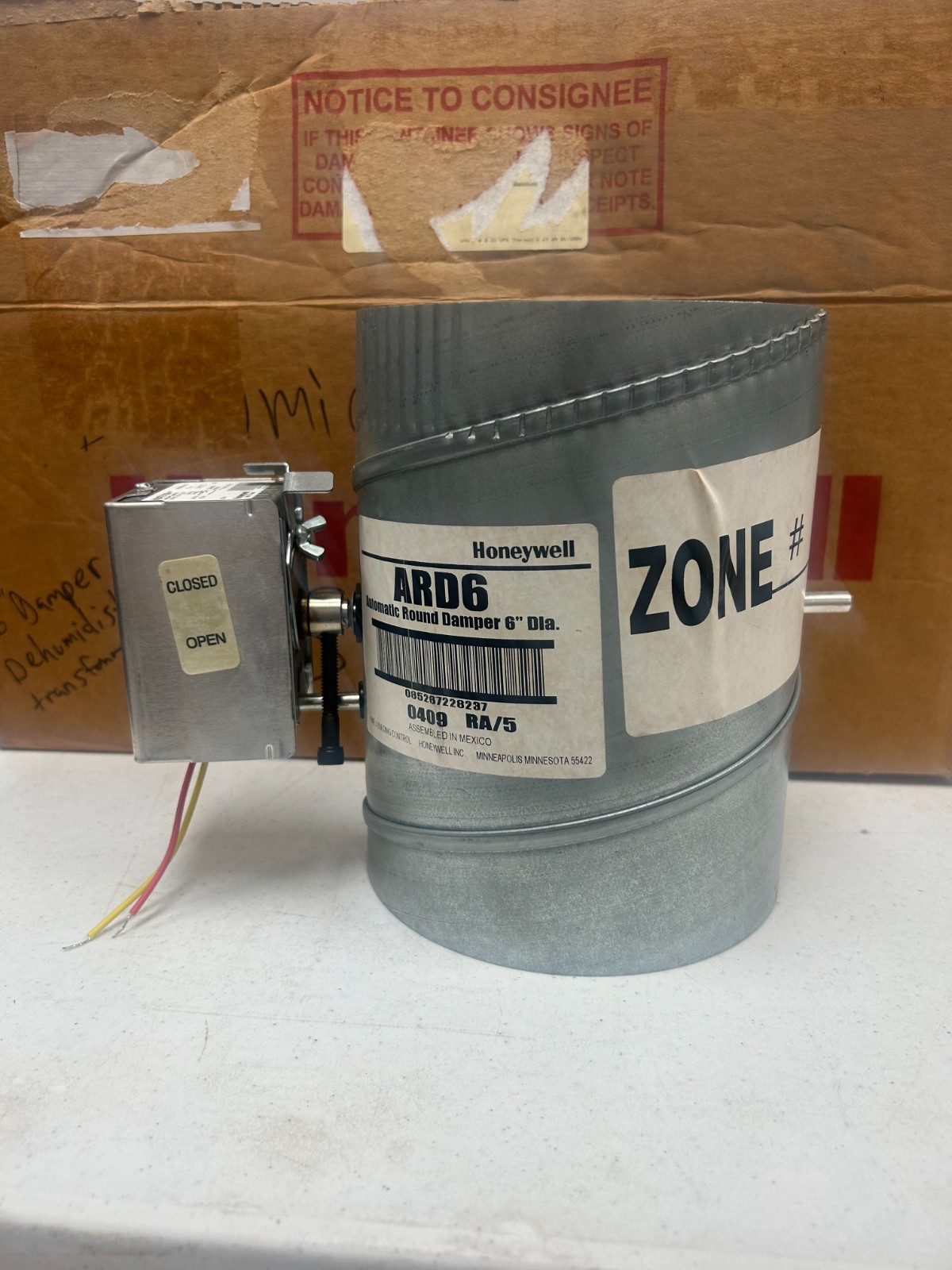 OEM, Honeywell TrueZONE, ARD6 / ARD6TZ, 6‑inch Automatic Round Zone Damper, 24 V