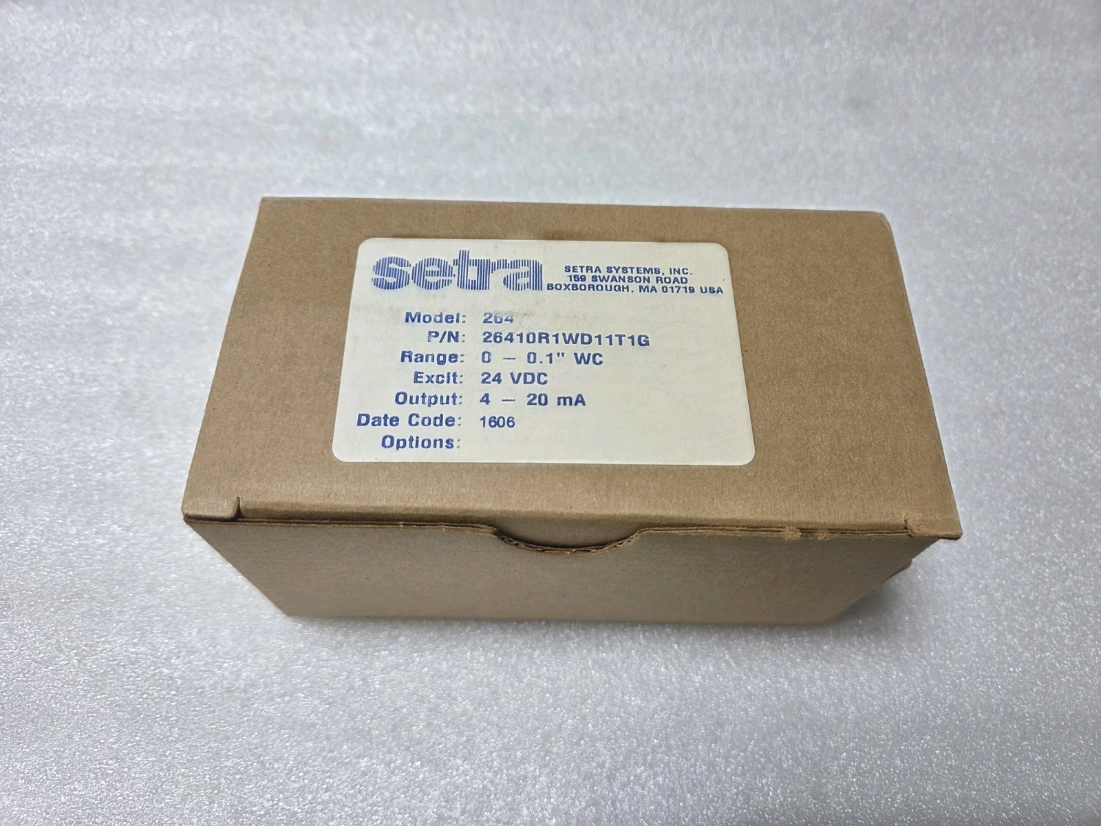 Setra 26410R1WD11T1G Differential Pressure Transducer, Model 264, N£W