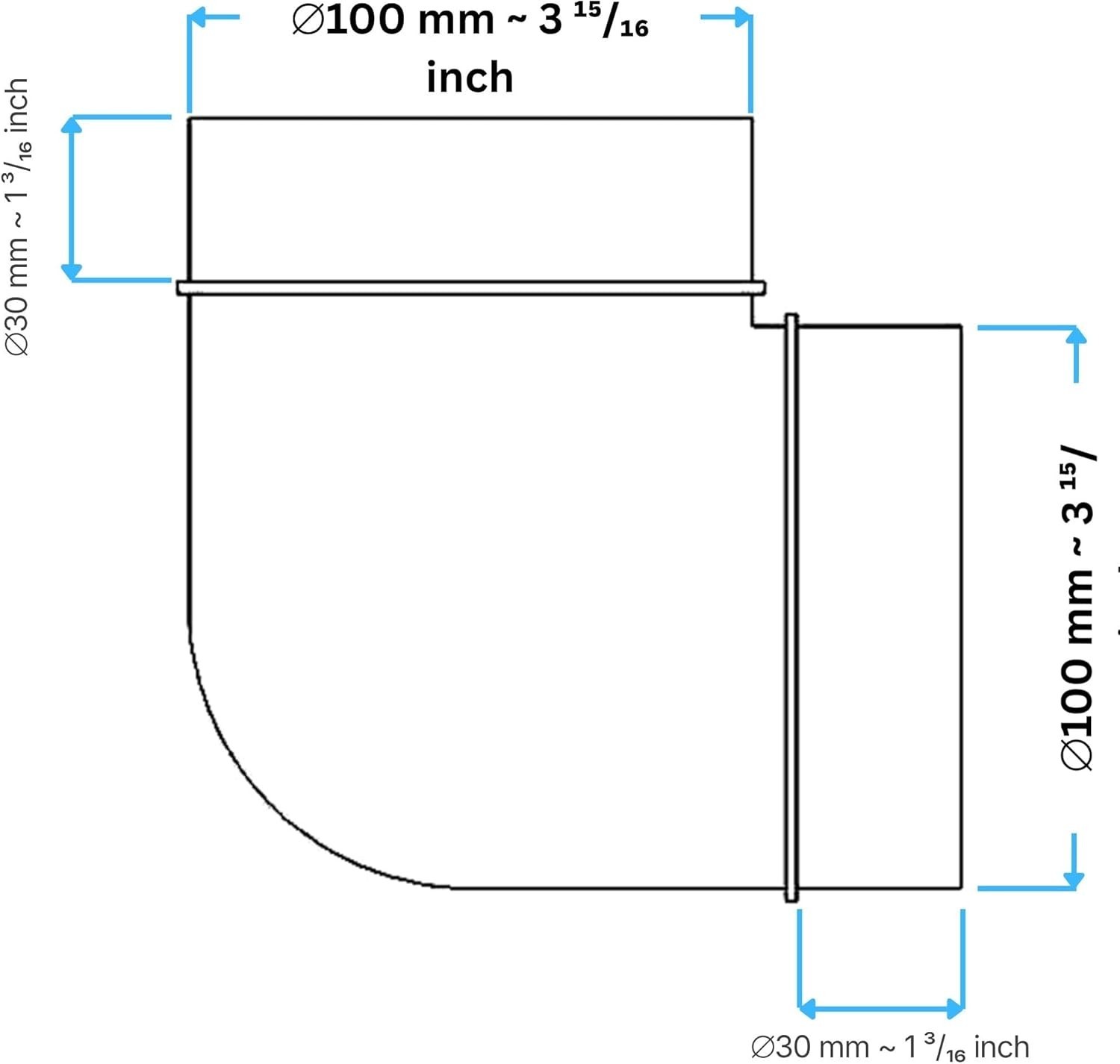 4 Inch 90 Degree round Duct Elbow Connector – Plastic Ventilation Pipe Bend Fitt
