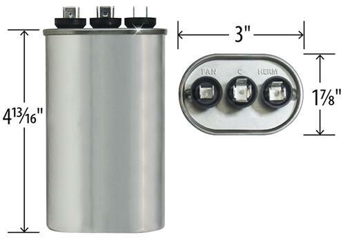 GE / Genteq • 40 + 5 uf 440 VAC • Oval Dual Run Capacitor • C4405L • 97F9843