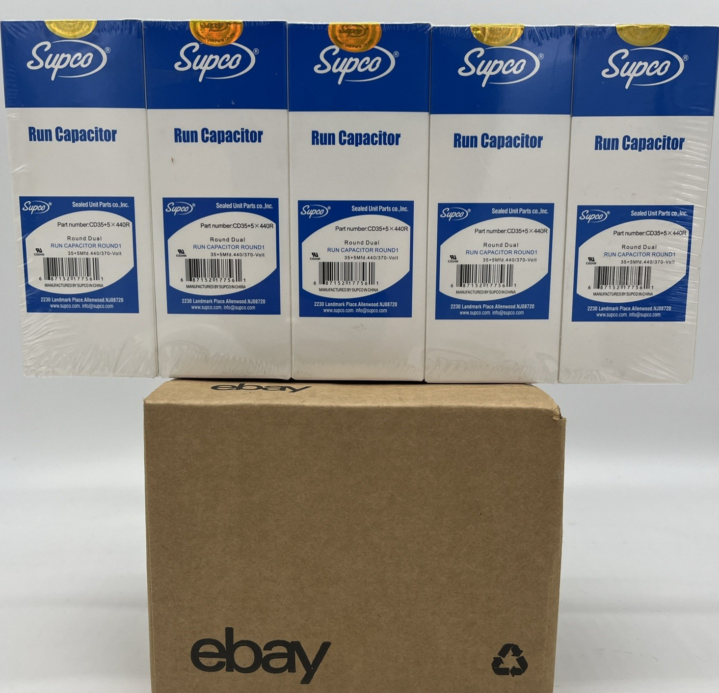 5 SUPCO Run Capacitor 35 + 5 Mfd 440/370 Volt CD35+5X440R NEW 5 Pack