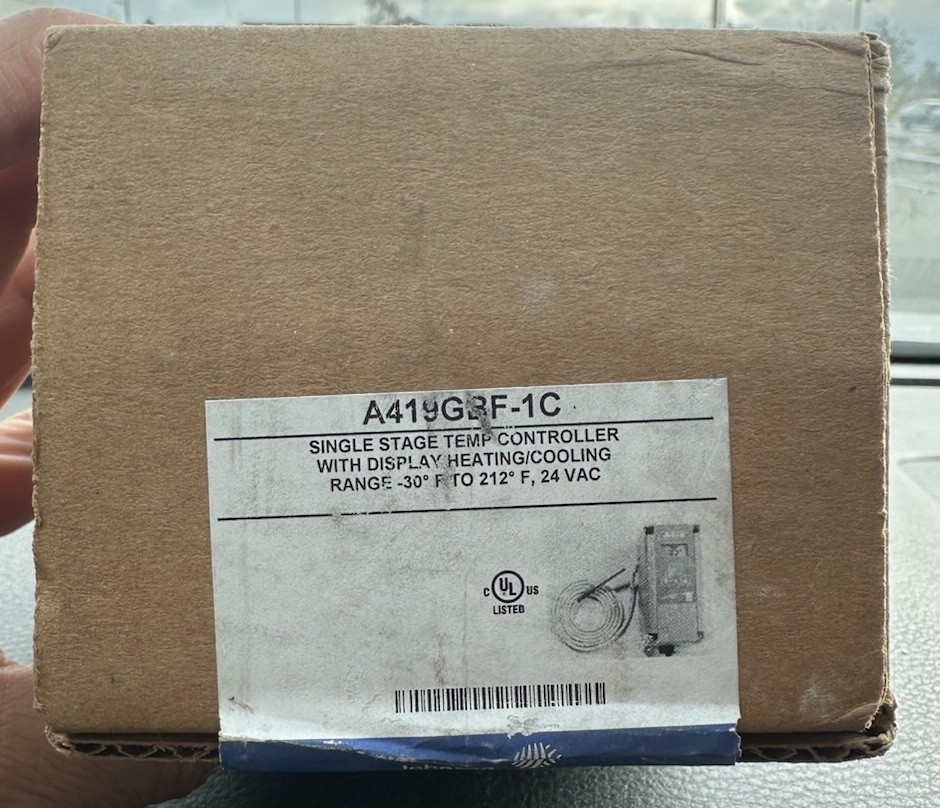 Johnson Controls A419GBF-1C Single Stage Temp Controller 24 VAC SEALED BOX