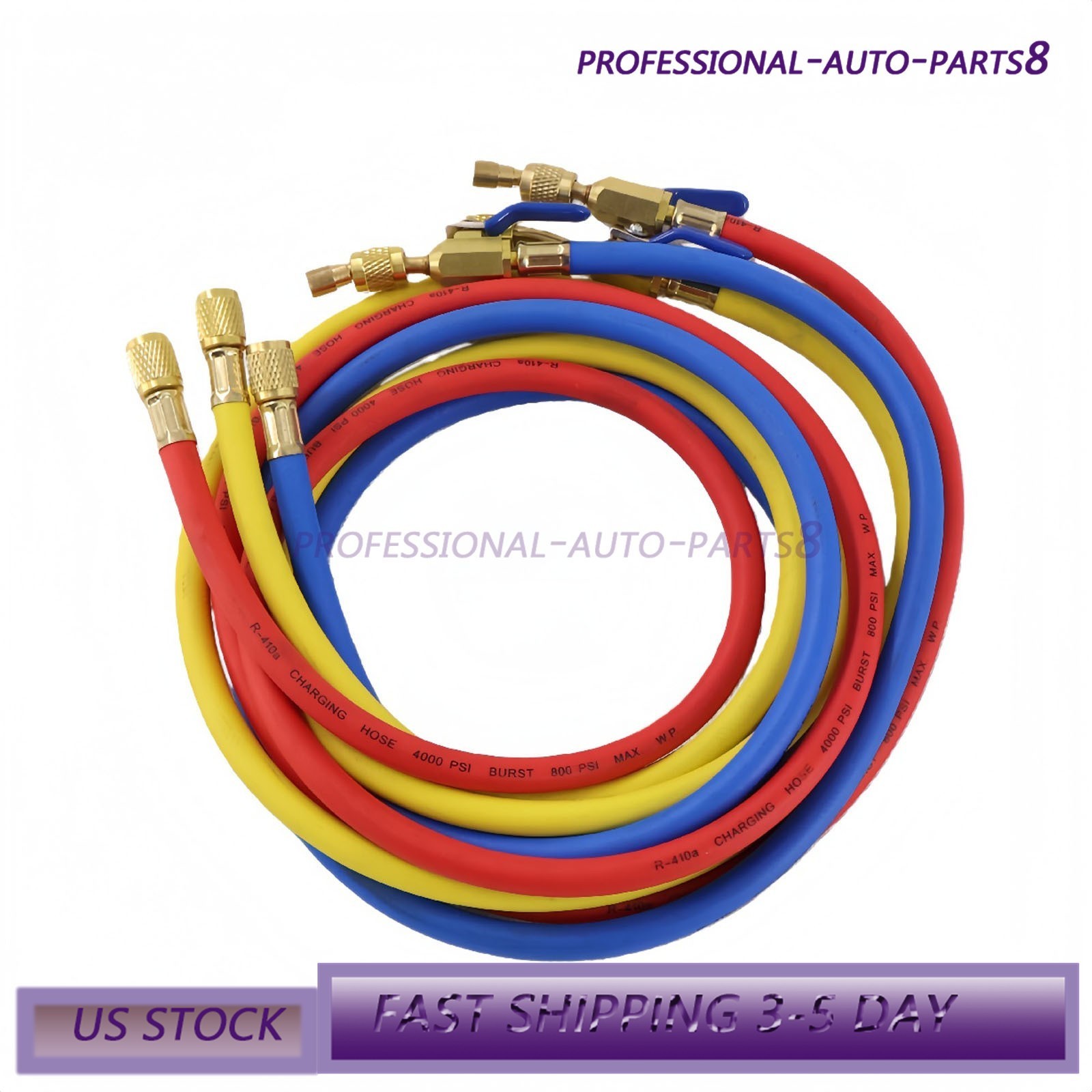 For R-410A Refrige 3Pack 29986 Plus II 1/4″ Hose with Compact Ball Valve 72″ USA