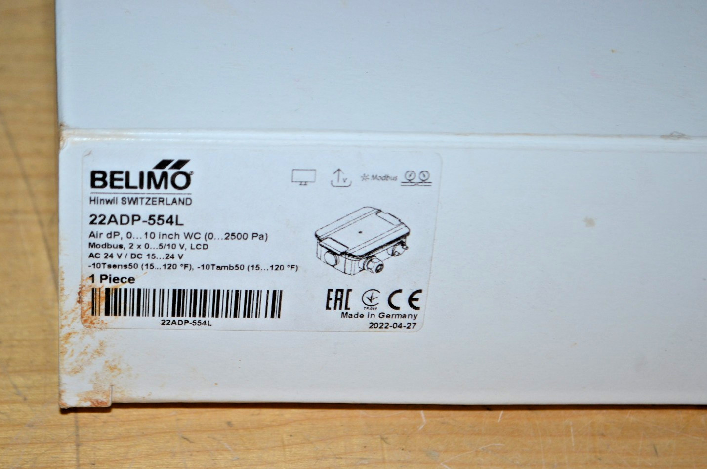 BELIMO ~ 22ADP-554L ~ DUCT CONNECTOR DIFFERENTIAL PRESSURE SENSOR AIR ~ NEW