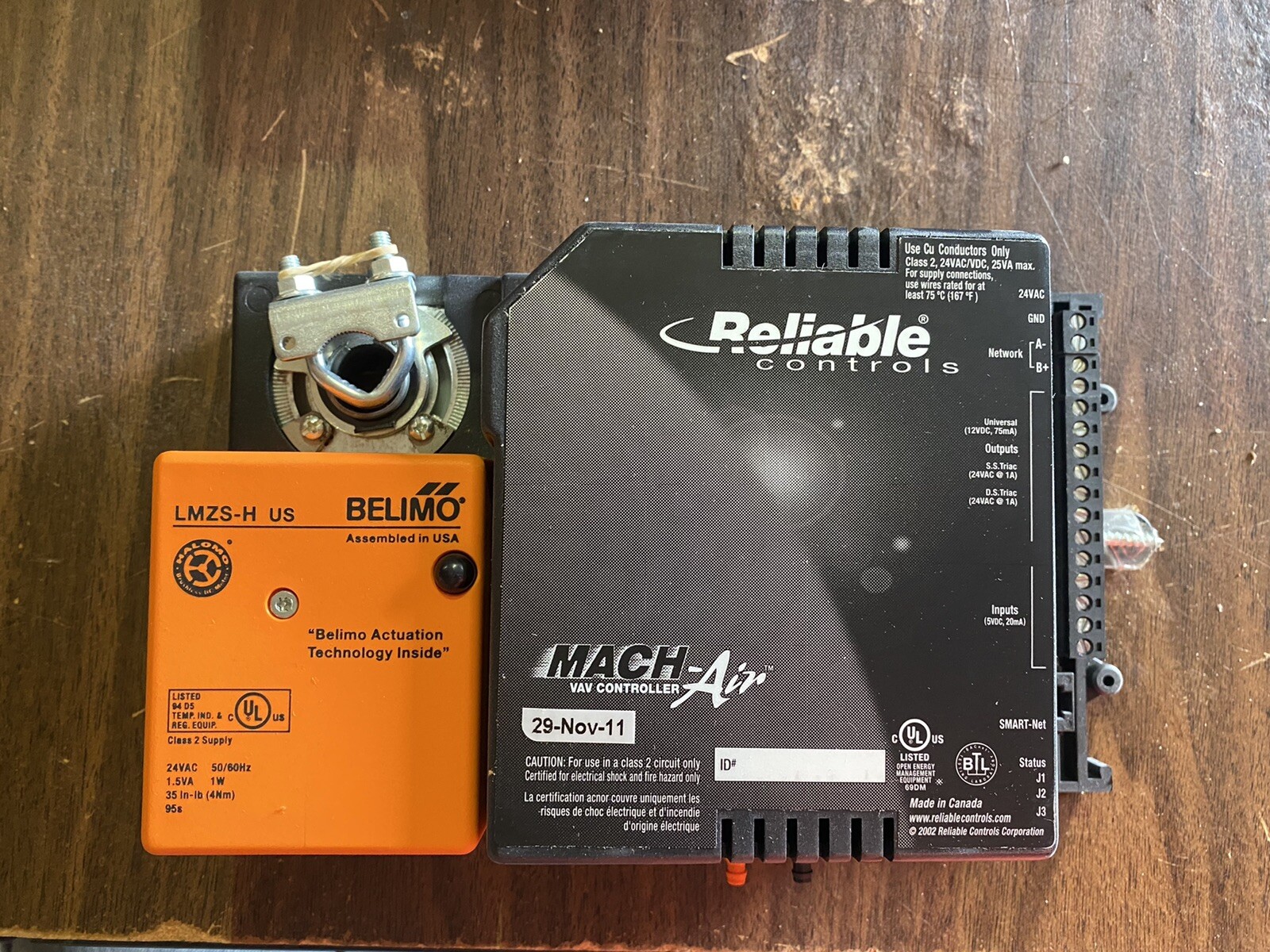 Reliable Controls Mach-Air VAV controller with Belima 24V Actuator