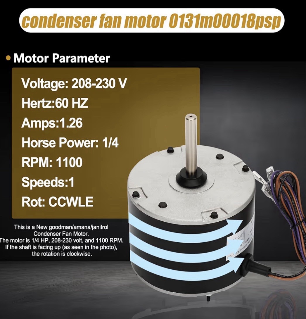 AC Condenser Fan Motor 0131M00018P For Goodman Amana Janitrol YDK-180S62823-03