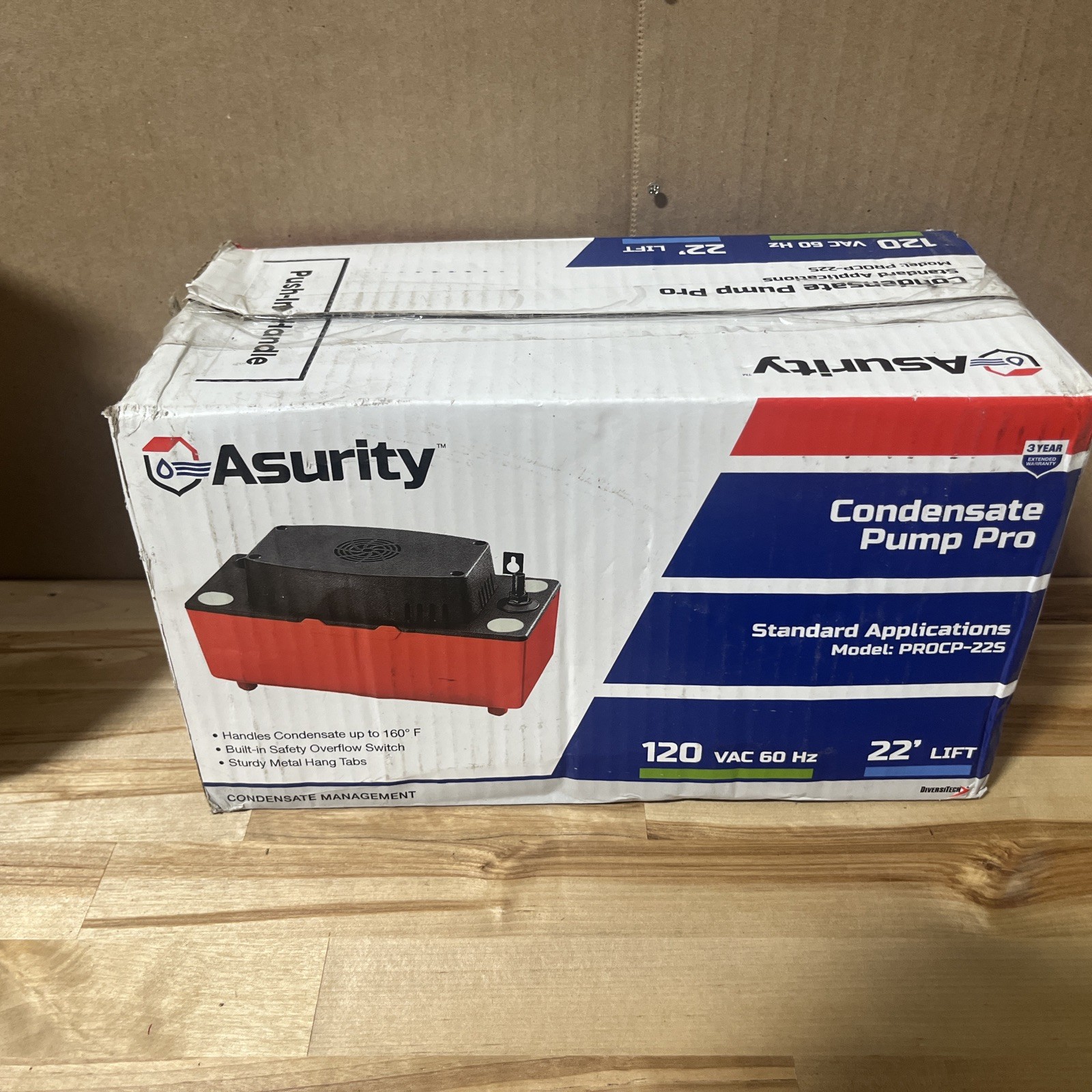 Asurity PROCP-22S Pro Condensate Pump 120V 60Hz 22’ Lift – New Open Box