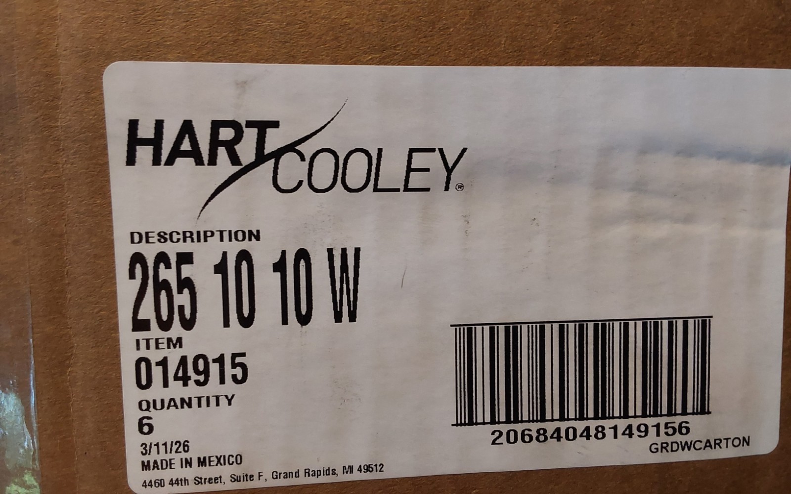 HART & COOLEY 265 10 10 W Return Air Grill (6pk)