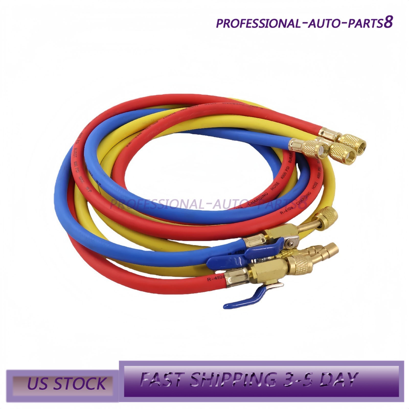 For R-410A Refrige 3Pack 29986 Plus II 1/4″ Hose with Compact Ball Valve 72″ USA