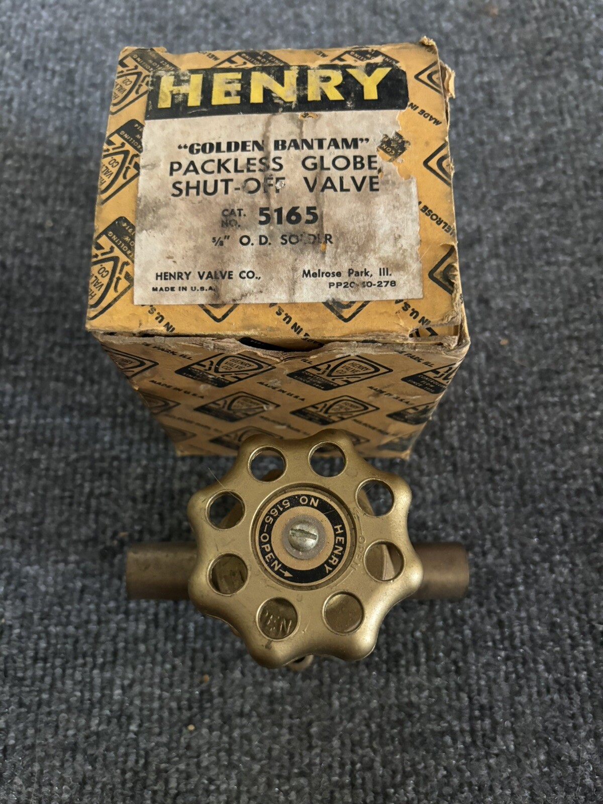 HENRY GOLDEN BANTAM 5165 5/8″ O.D. PACKLESS GLOBE SHUT OFF VALVE LOT OF 2
