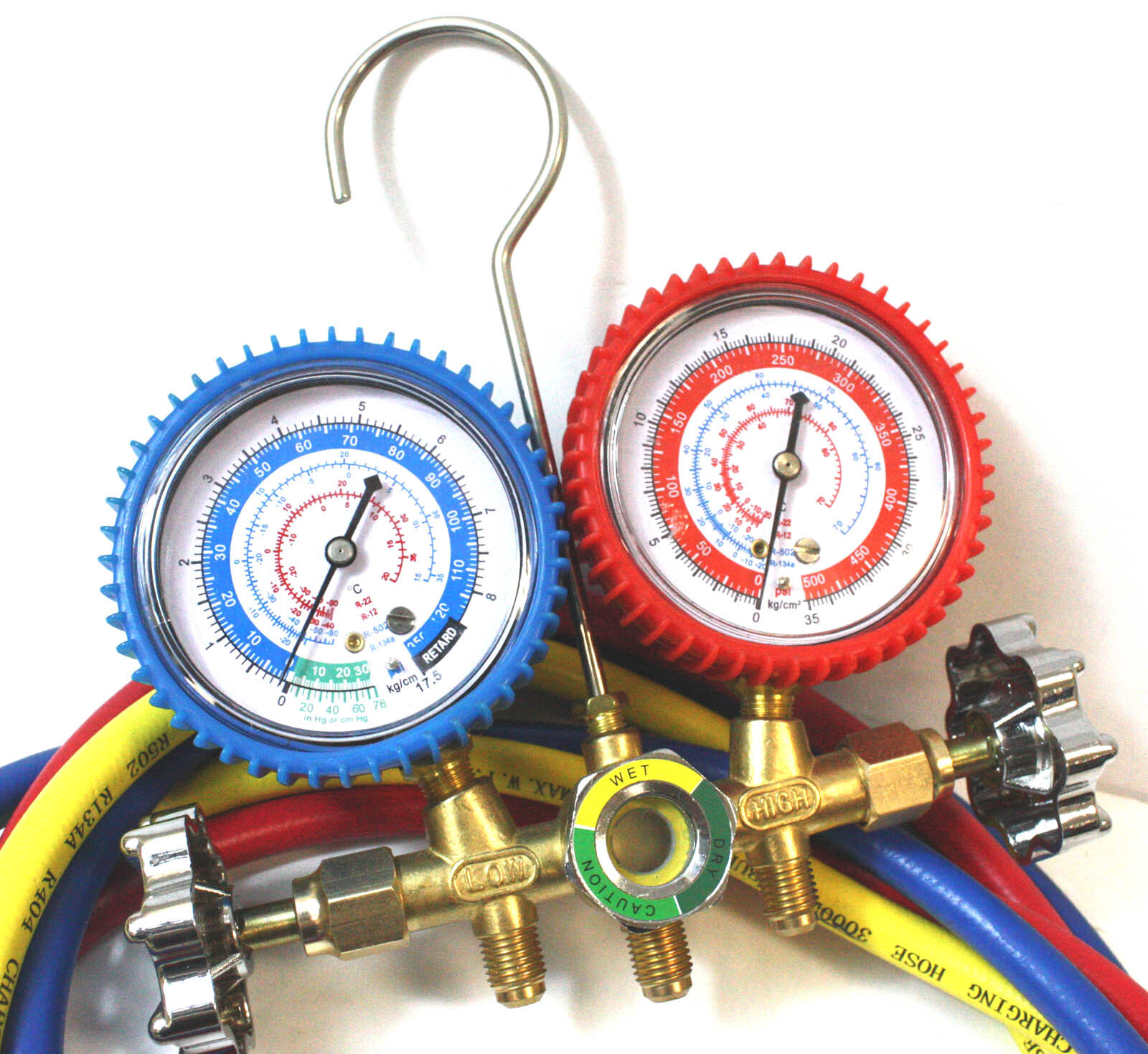 A/C Manifold Dual Gauge Set R134A R12 R22 R502 ACME HVAC AC Auto 5FT Hose