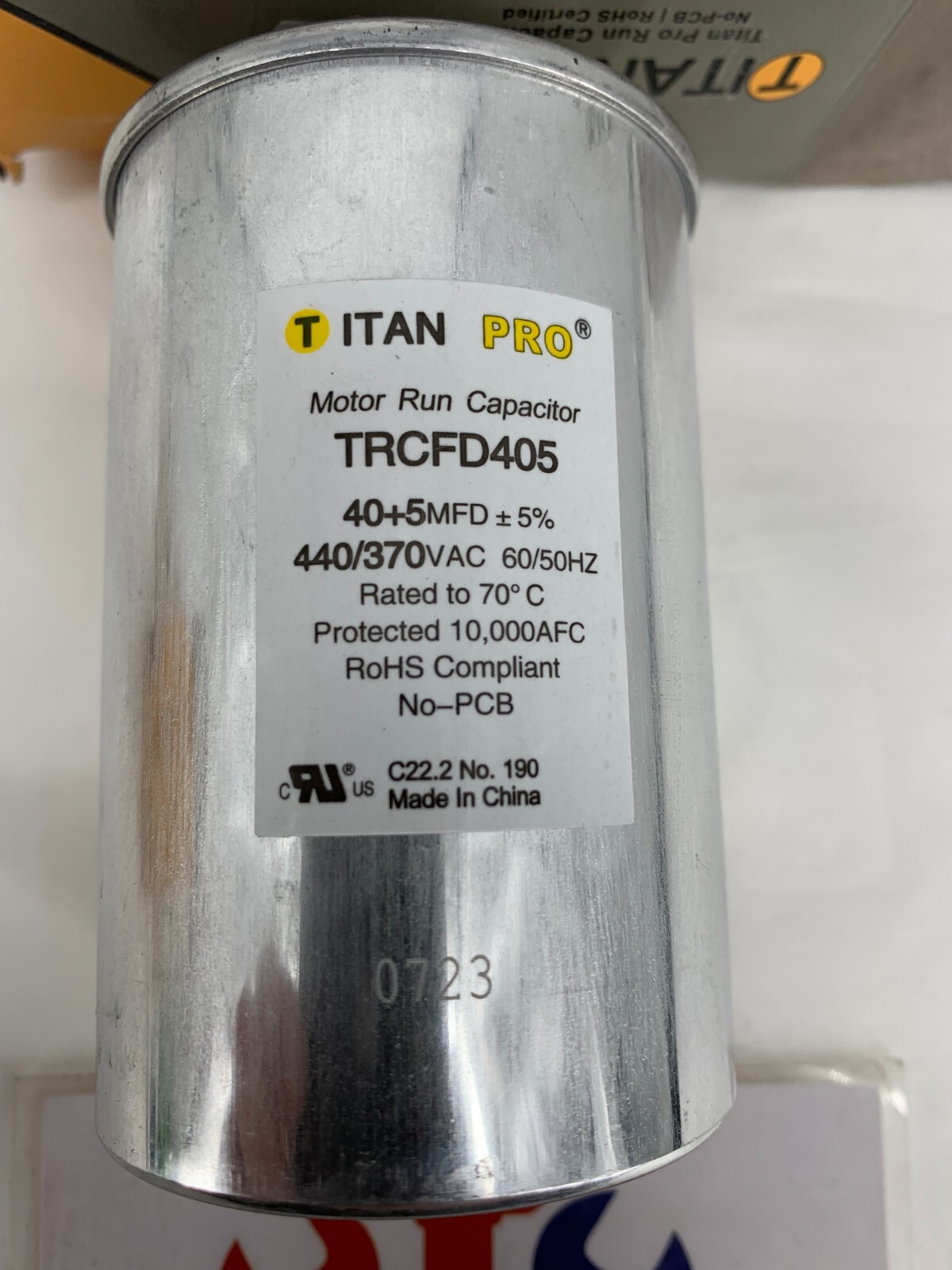 Titan Pro TRCFD405 Run Capacitor 40+5 MFD 440/370VAC Round