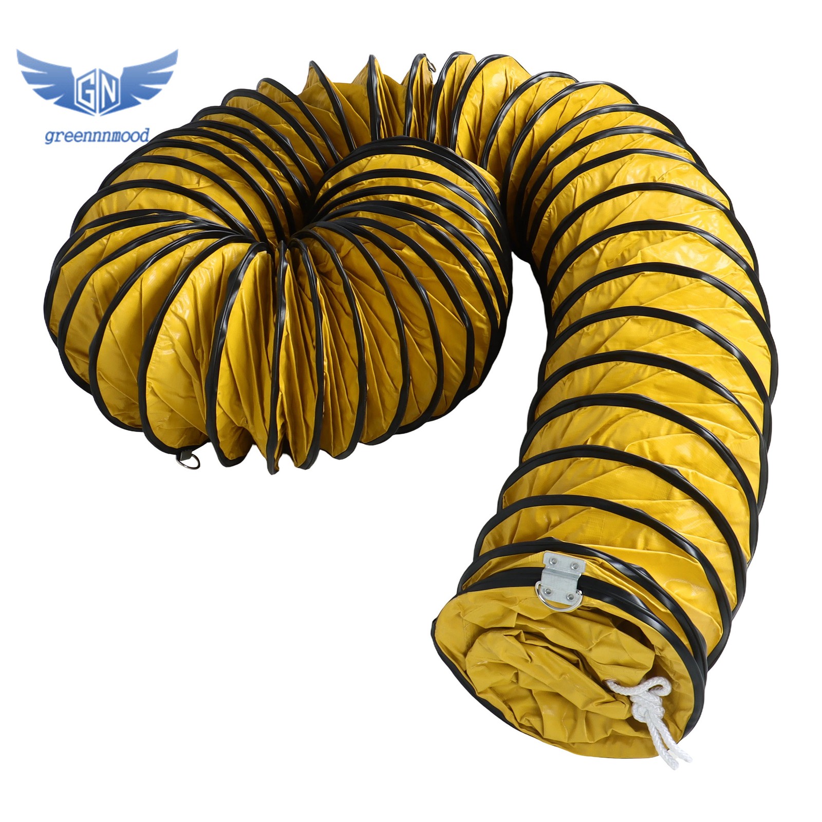 25ft L Φ8Inch PVC Flexible Duct Hosing Retardant with Adjustable Rope & D-Ring
