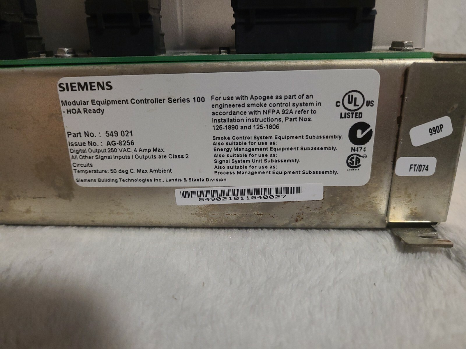 SIEMENS 549-021 MODULAR EQUIPMENT CONTROLLER APOGEE AUTOMATION HVAC SERIES 100