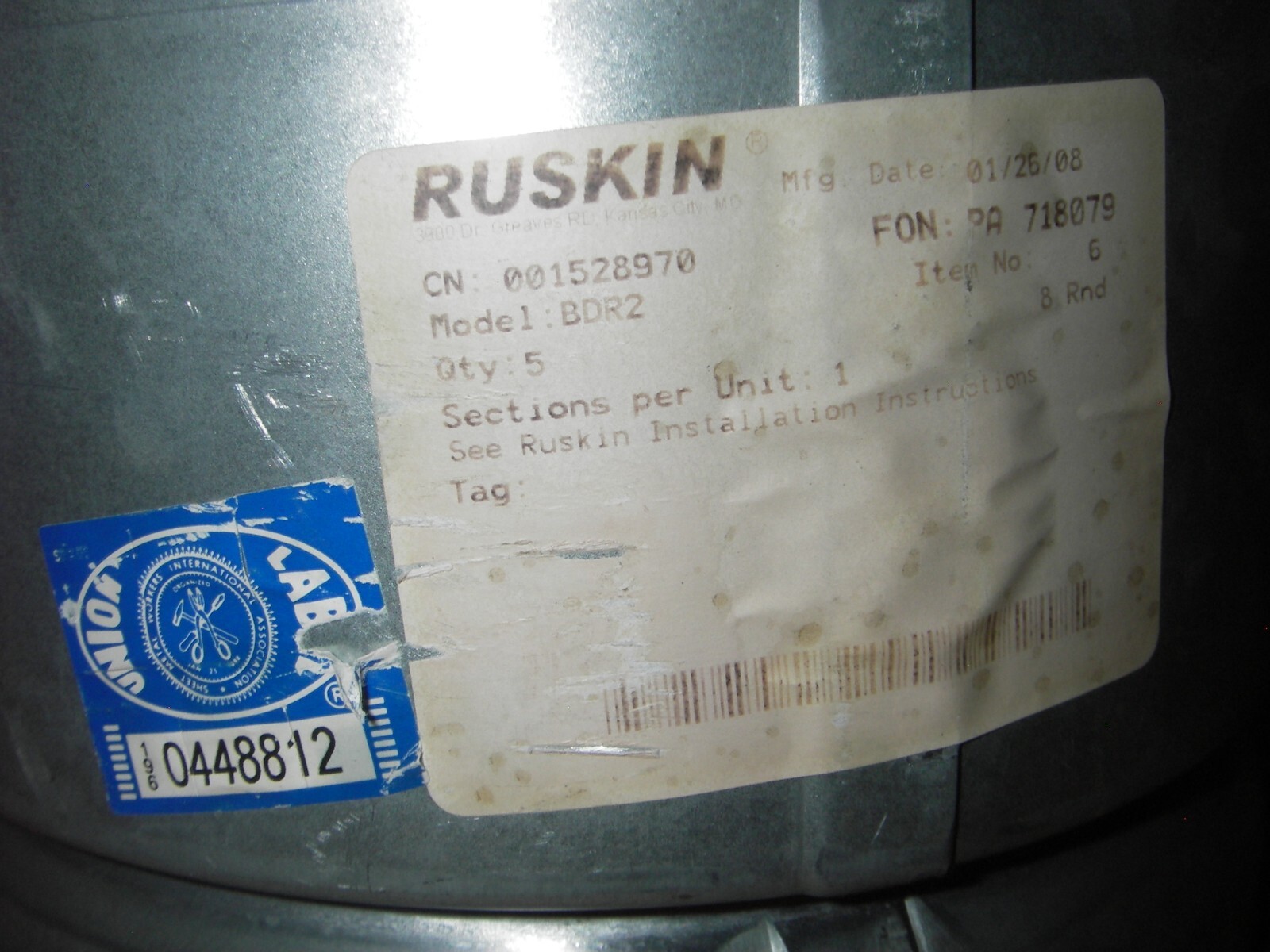 New: RUSKIN: BDR Commercial Backdraft Damper 8″ Round. Rubber Seal. Professional