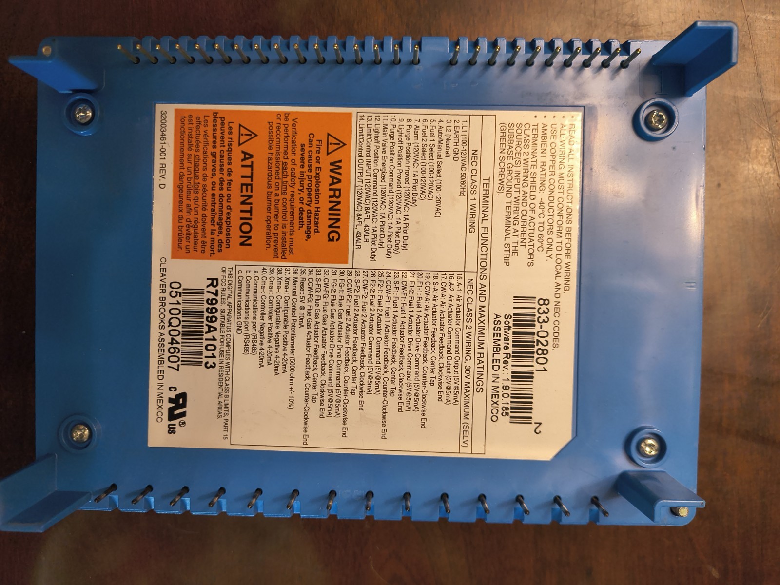 Cleaver Brooks 833-02801 R7999A1013 833 02801 Controller With Base