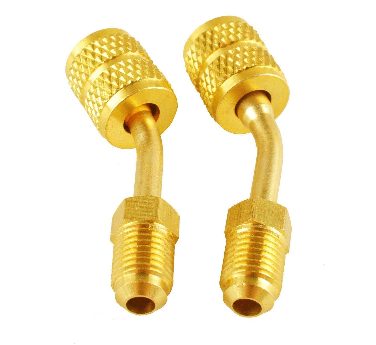 Wadoy R410a Adapter for Mini Split HVAC System 5/16″ Female Quick 145°, Gold