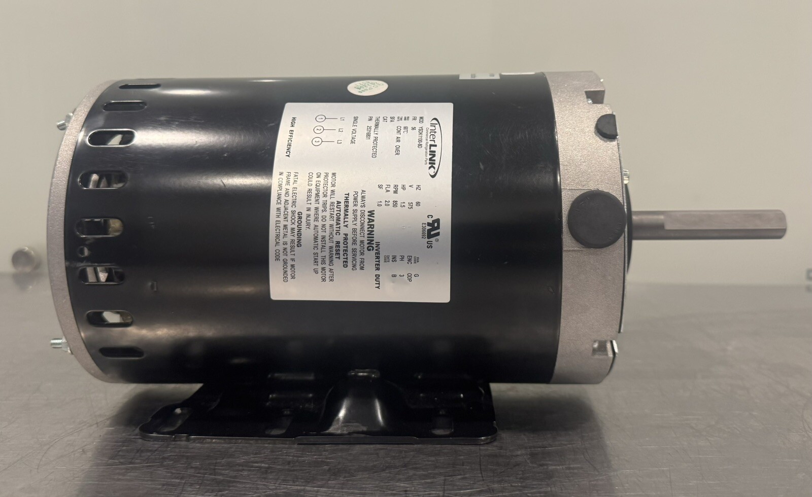 Interlink YSDK1100-8D Refrigeration Motor 1.5 HP 850 RPM Heatcraft 25316801 NEW!