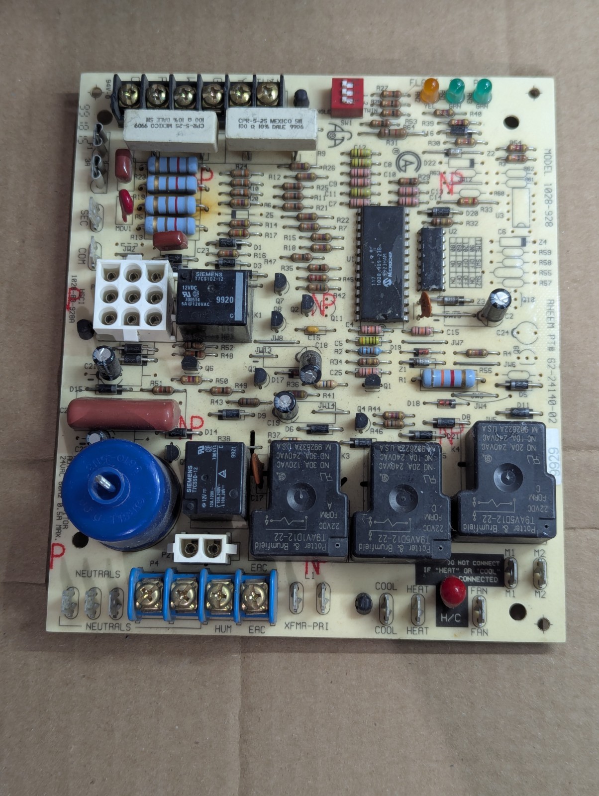 Rheem 1028-83-928A 1028-928 62-24140-02 Furnace OEM Control Board Tested