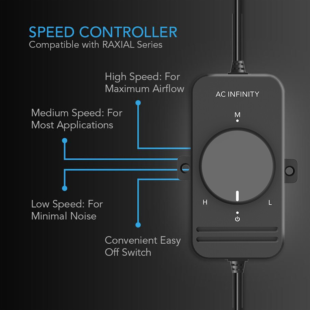 RAXIAL S8, Booster Fan Duct 8” with Speed Controller for Basements and Bathrooms