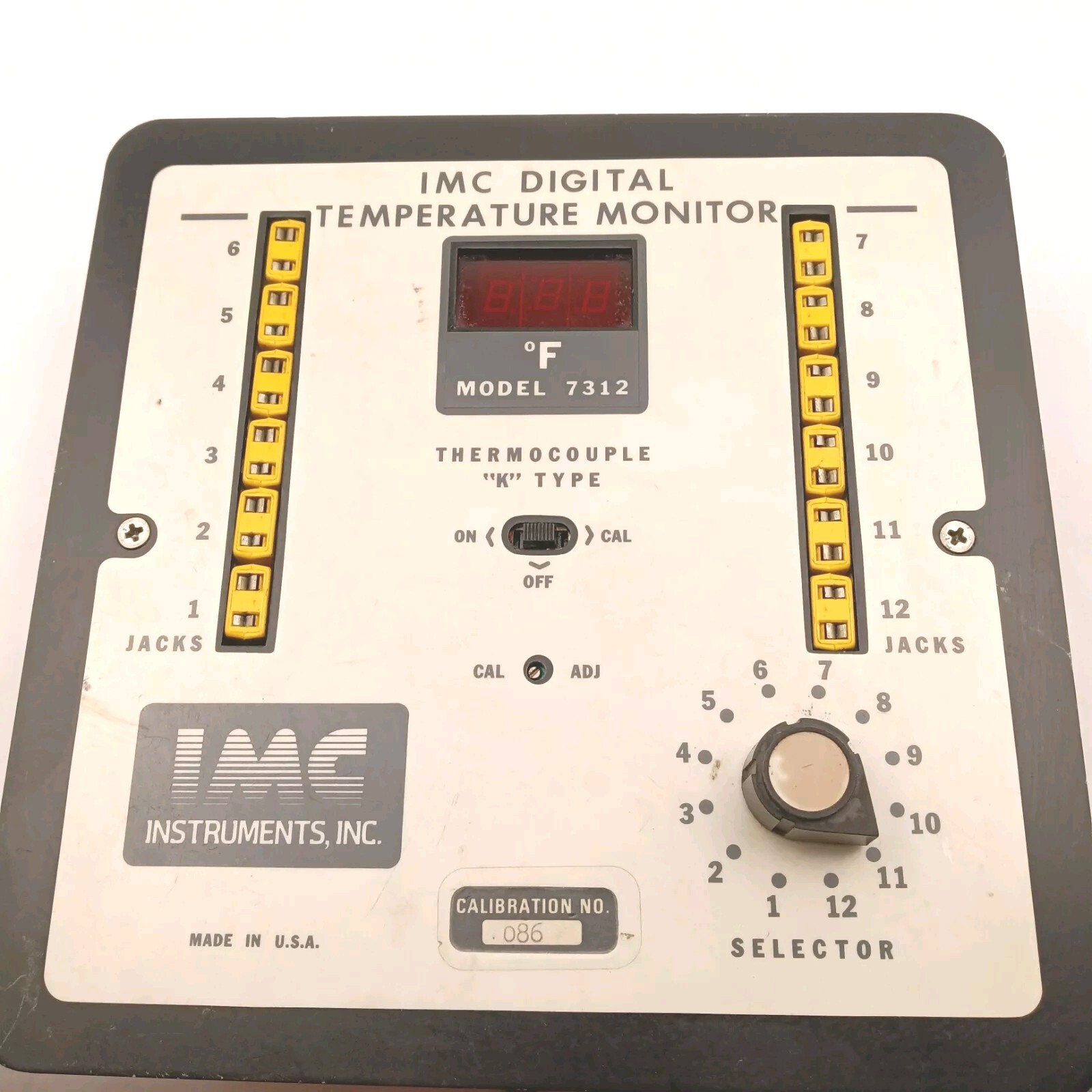 IMC PANEL STYLE 12 STATION TEMPERATURE MONITOR MODEL 7312 Type “K” THERMOCOUPLER