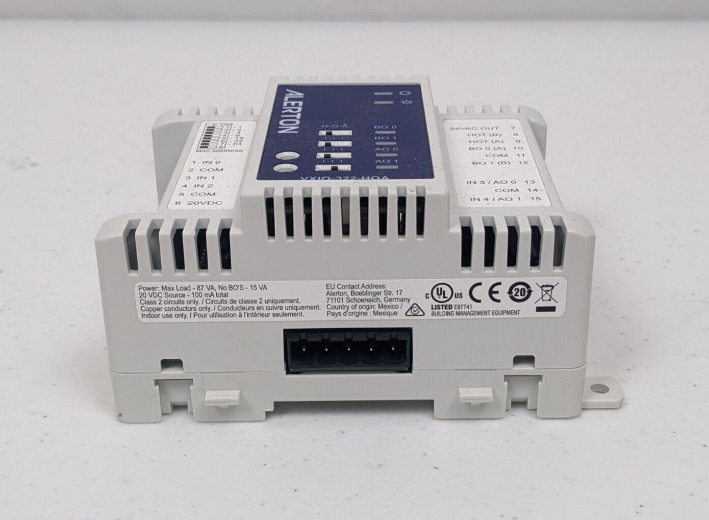 Alerton VXIO-322-HOA BACnet Programmable I/O Expansion Module