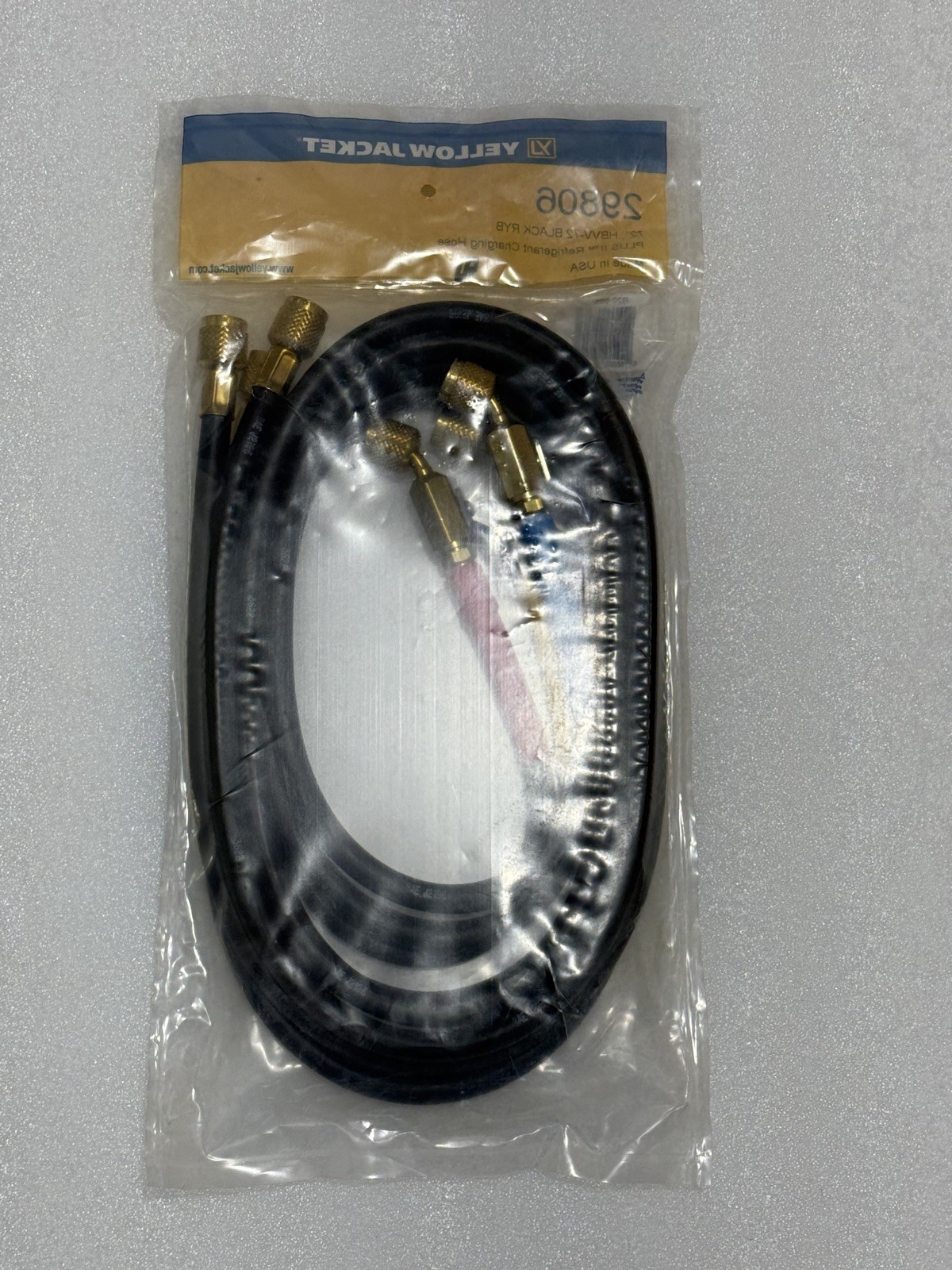 YELLOW JACKET 29806 Plus II 3 Pack 1/4” Charging Hoses Compact Valve End.