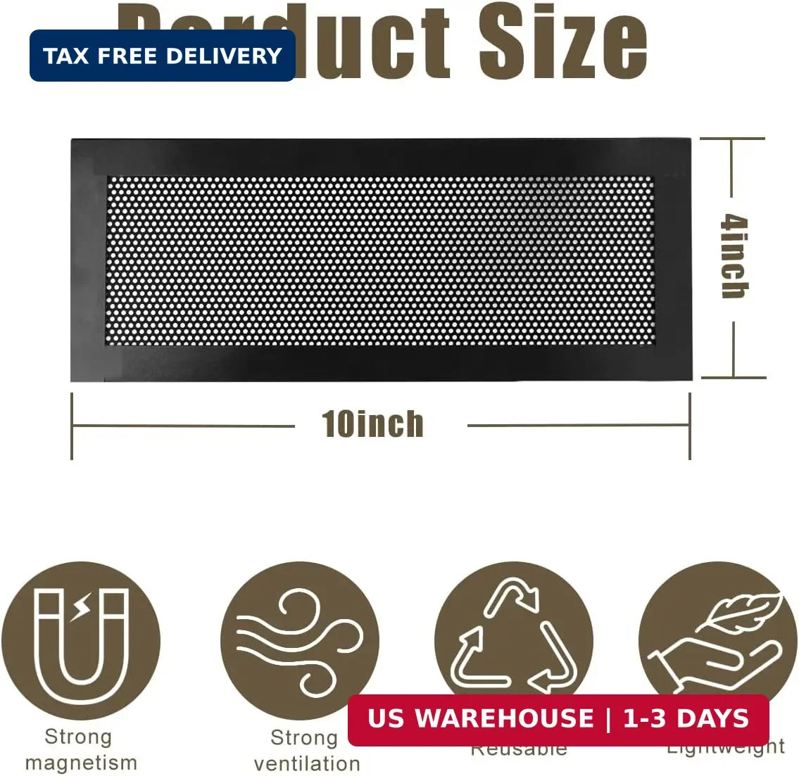 Magnetic Vent Covers Screen 4 Pack – 4×10 Inch Air Vent Filters with Durable PVC