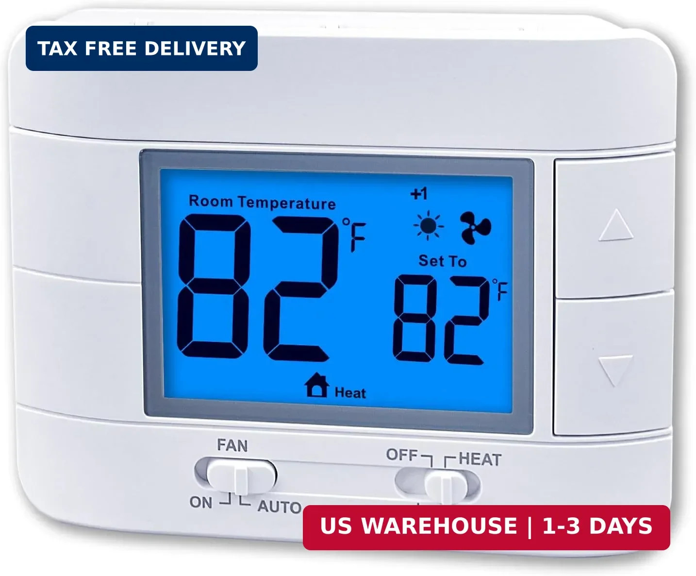 Thermostat Non Programmable Heat Pump Thermostat for House 2H/1C, with Large LCD