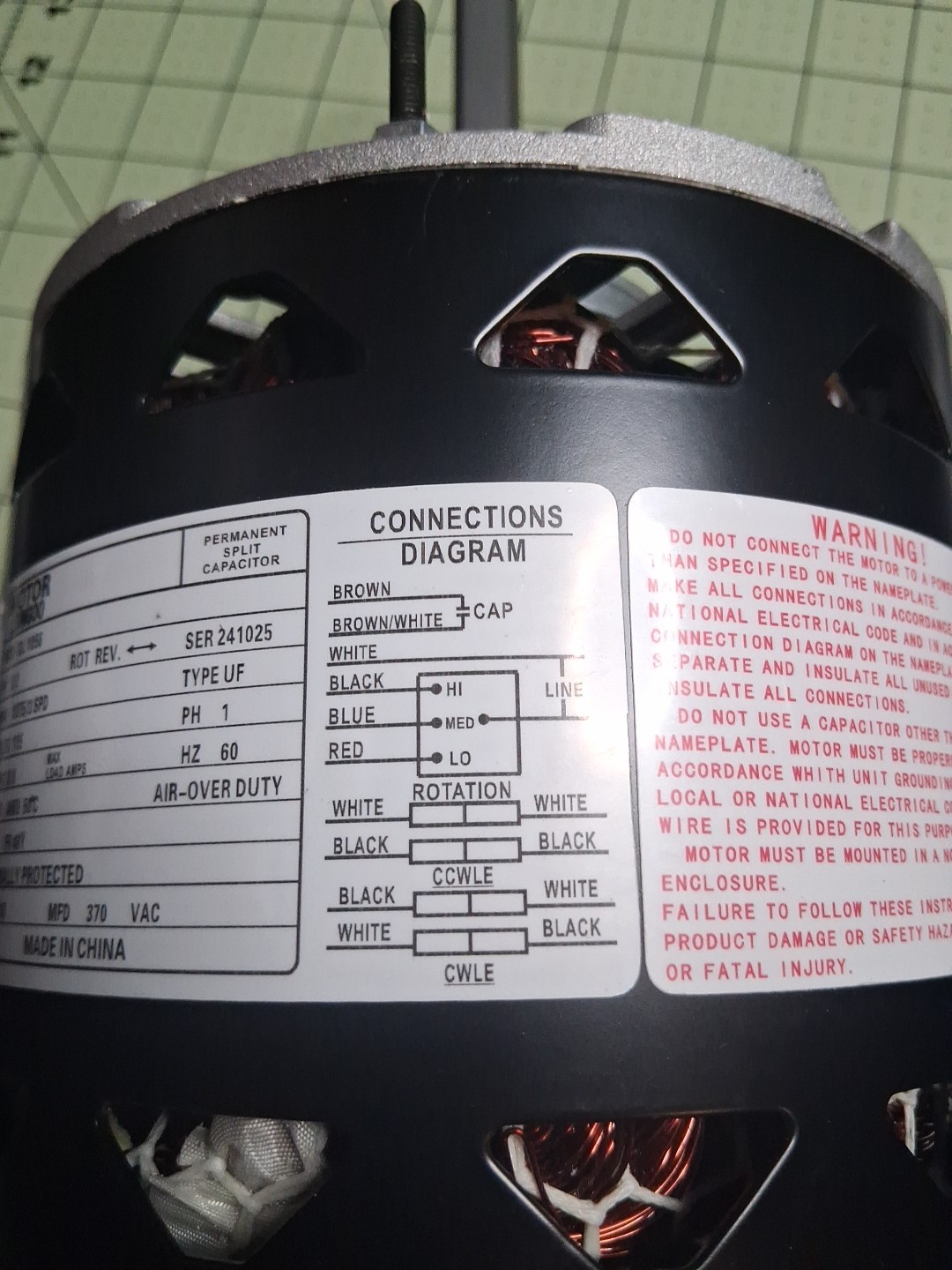DL1036 Blower Motor 1/3 HP 1075 RPM 3-Speed 115V 4.9A 48 Frame Sleeve Bearing