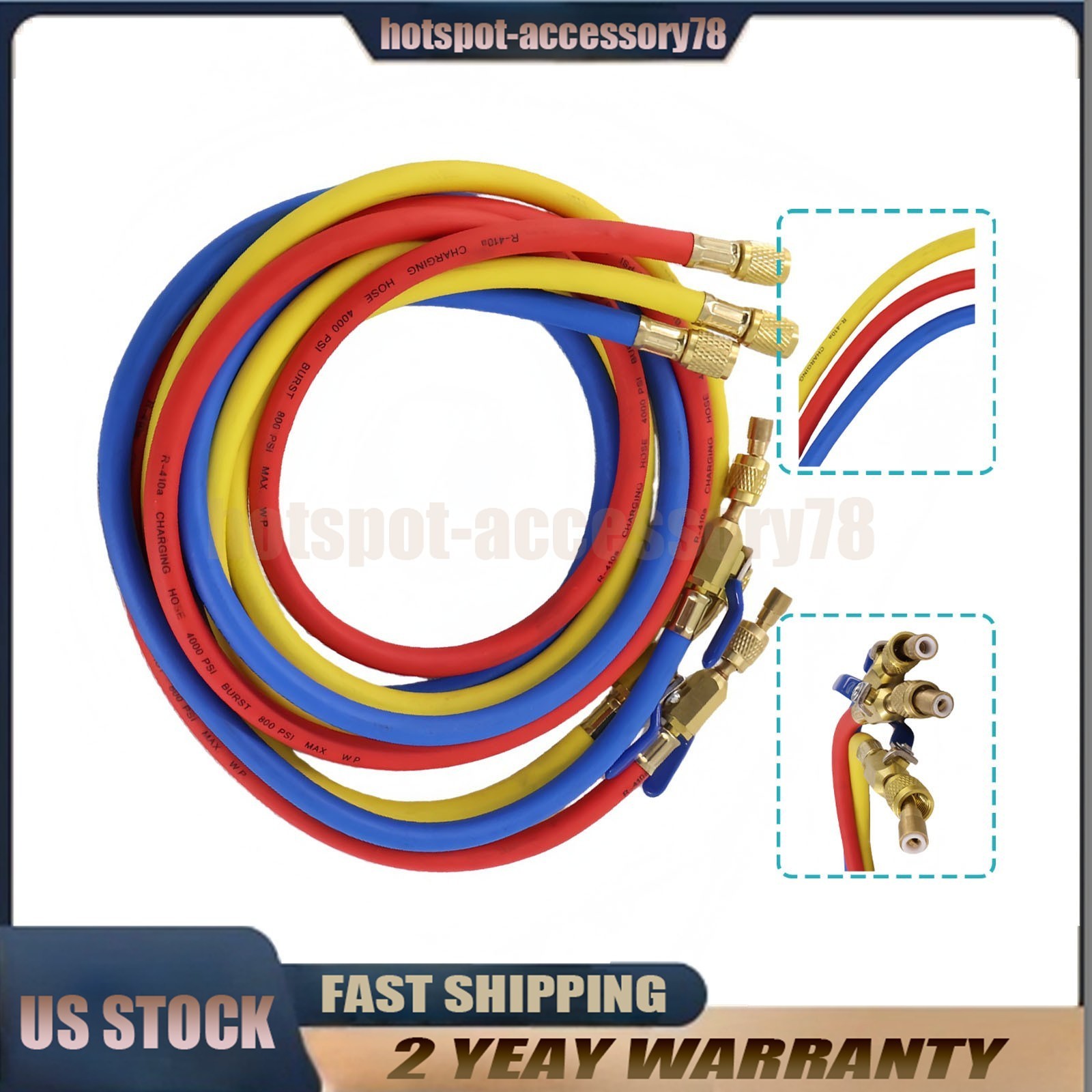 For 29986 Plus II 72″ HVAC Charging Hose Set 1/4″ (3-Pack) NEW