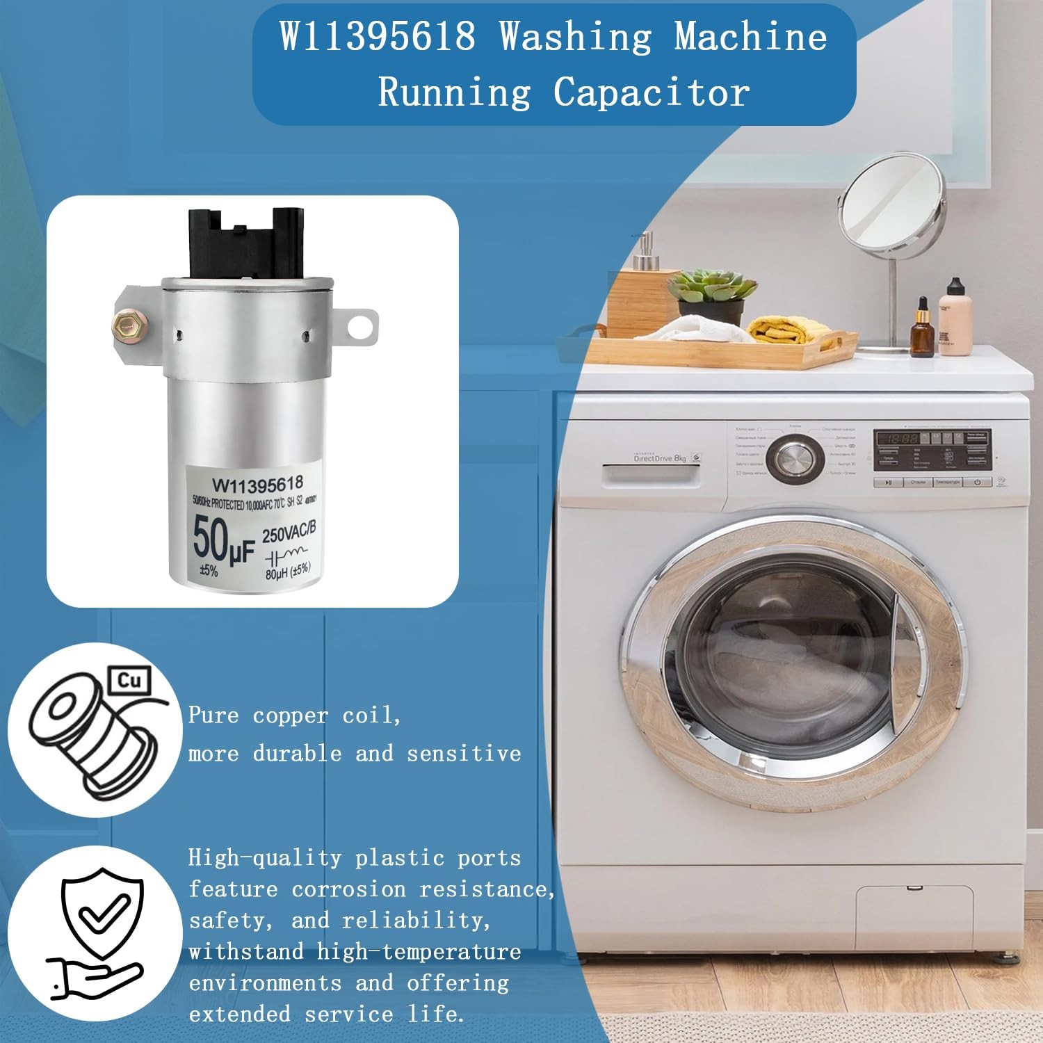 Upgrade W11395618 W10625046 W11162560 Washing Machine Run Capacitor…