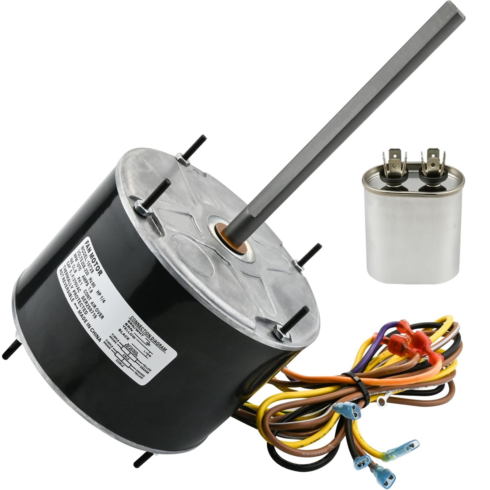 Garsoo 10728 Condenser Fan Motor 1/4 HP 208-230V 1075RPM Replaces Fasco Genteq M