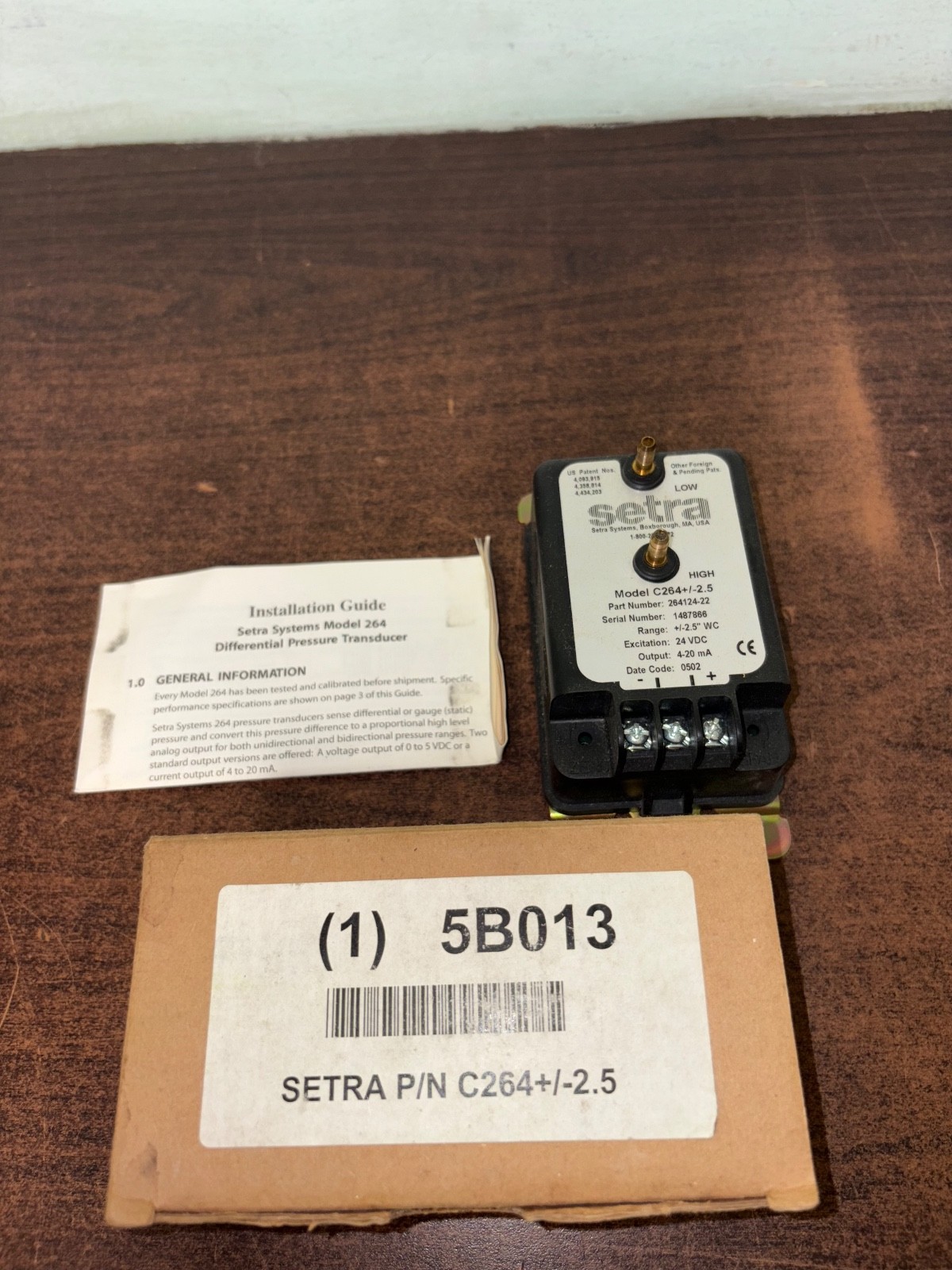 NOS SETRA C264+/-2.5 DIFFERENTIAL PRESSURE TRANSDUCER B353