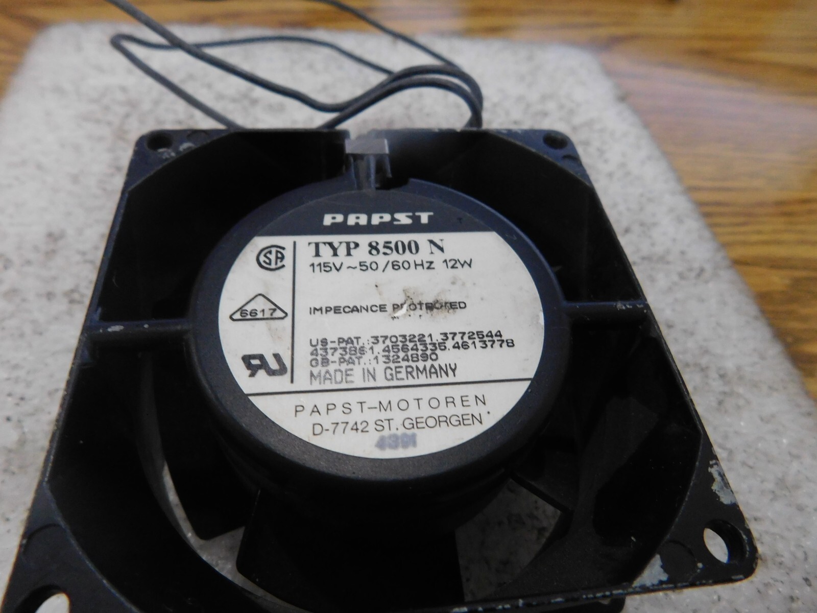 Papst Typ 8500 N Fan. 115V, 50/60Hz, 12W