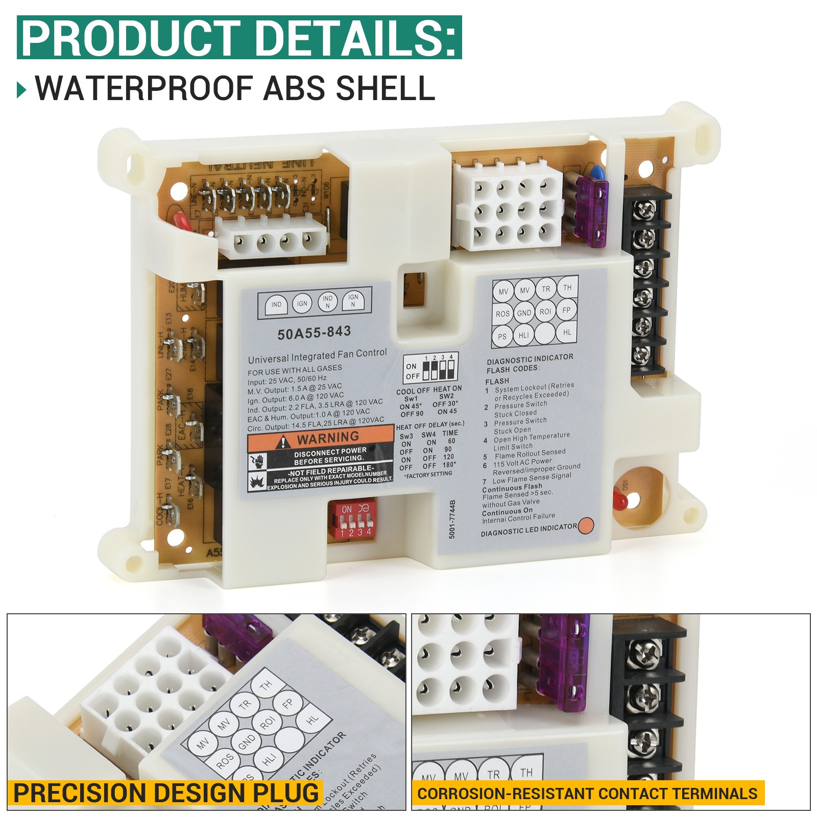 Universal Integrated Furnace Control Board 50A55-843 Ignition Control Module