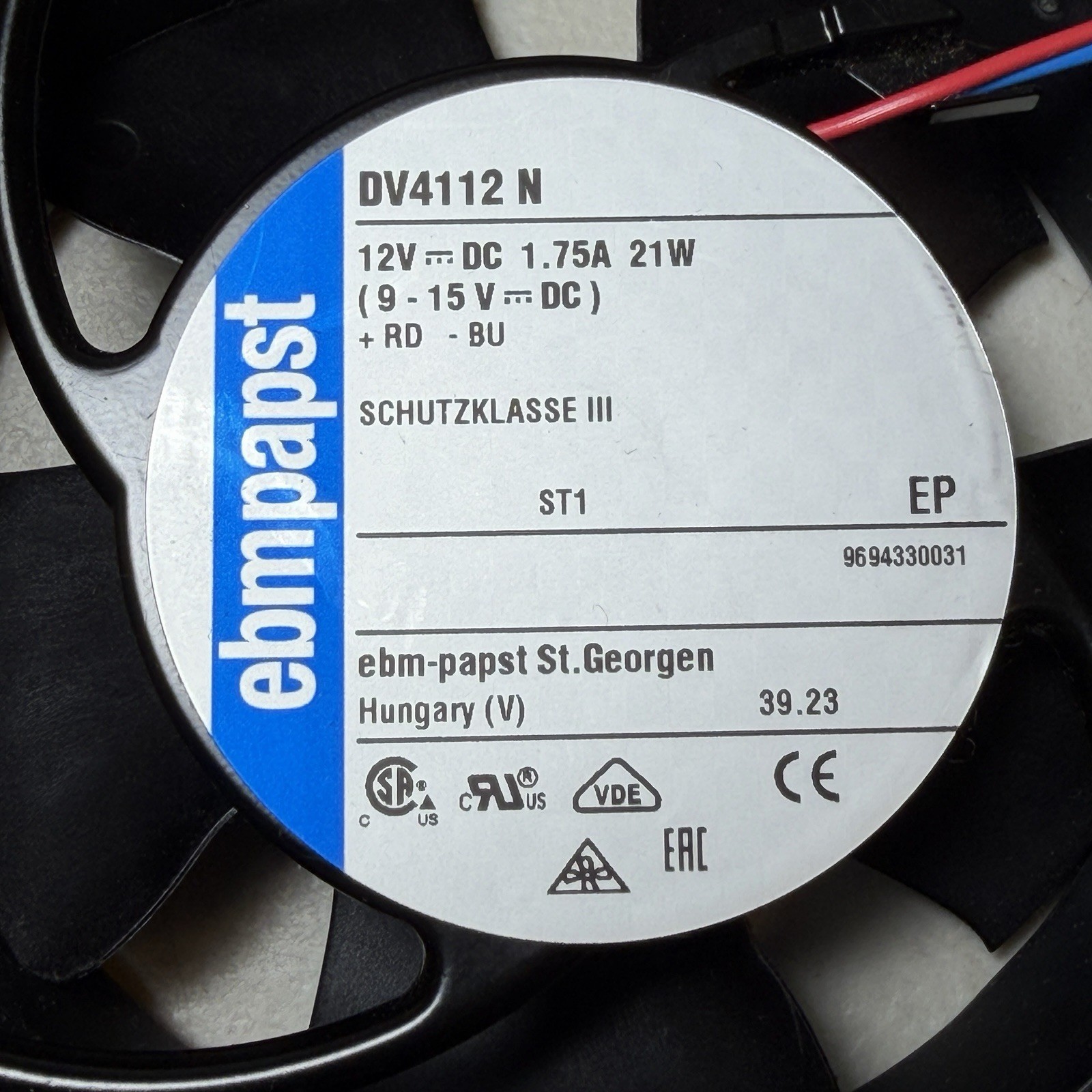 EBM-PAPST DV4112N Axial Fan 12VDC NEW