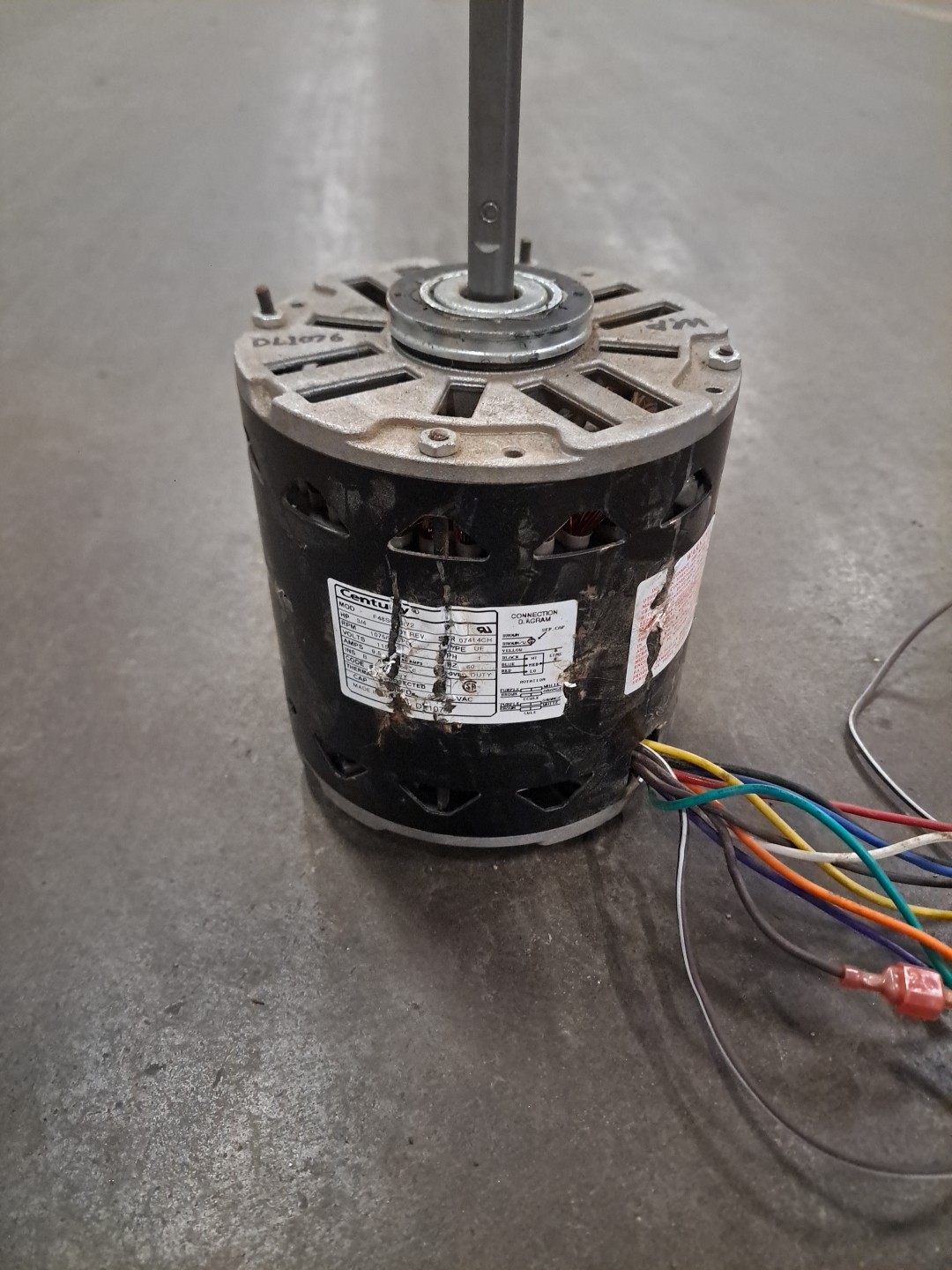 F48SQ6L72 CENTURY Furnace Blower Motor 3/4HP 115V 1075RPM 3SPD 1PH DL1076